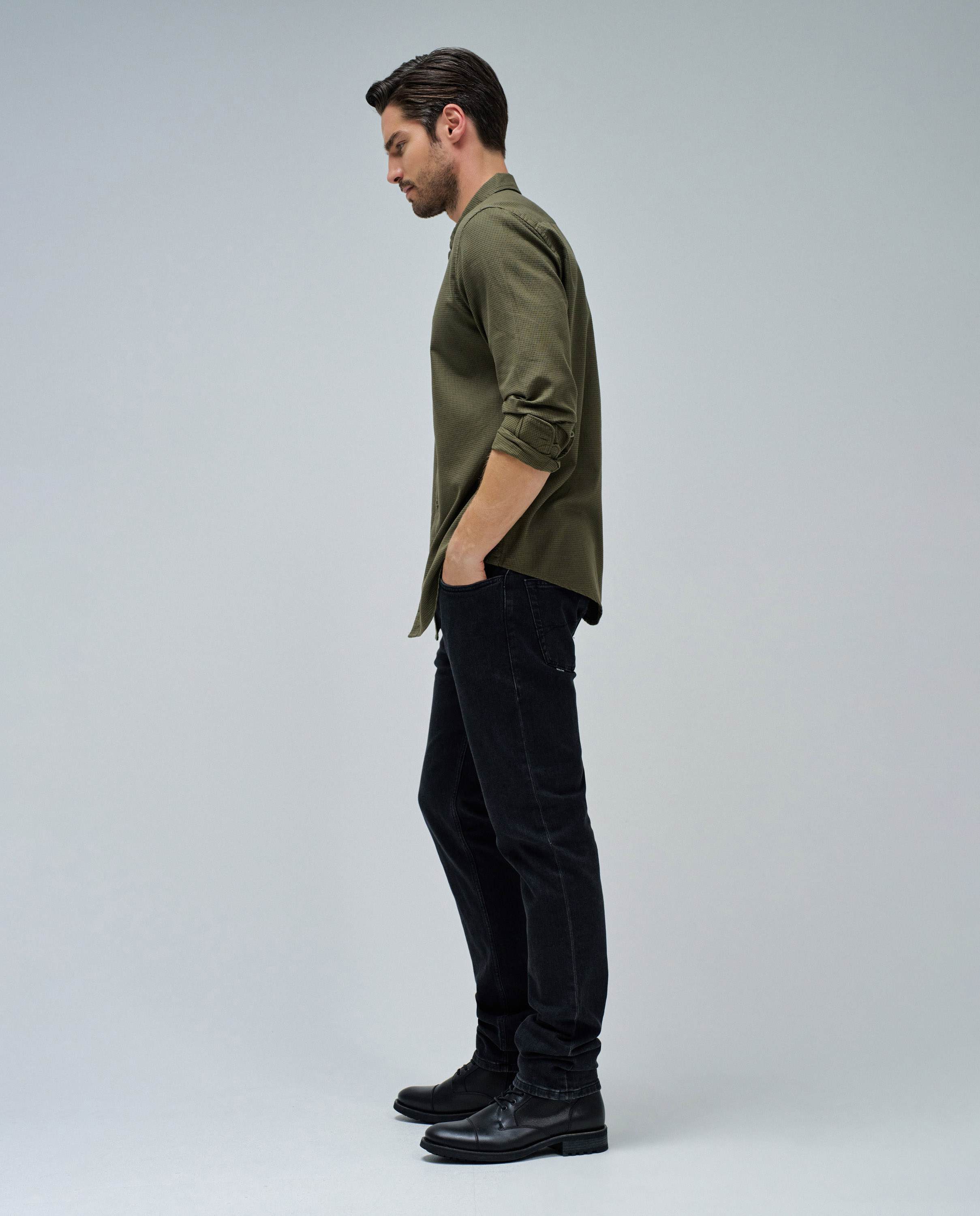 Camisa de hombre texturada - Salsa Jeans - Verde militar Verde militar-2