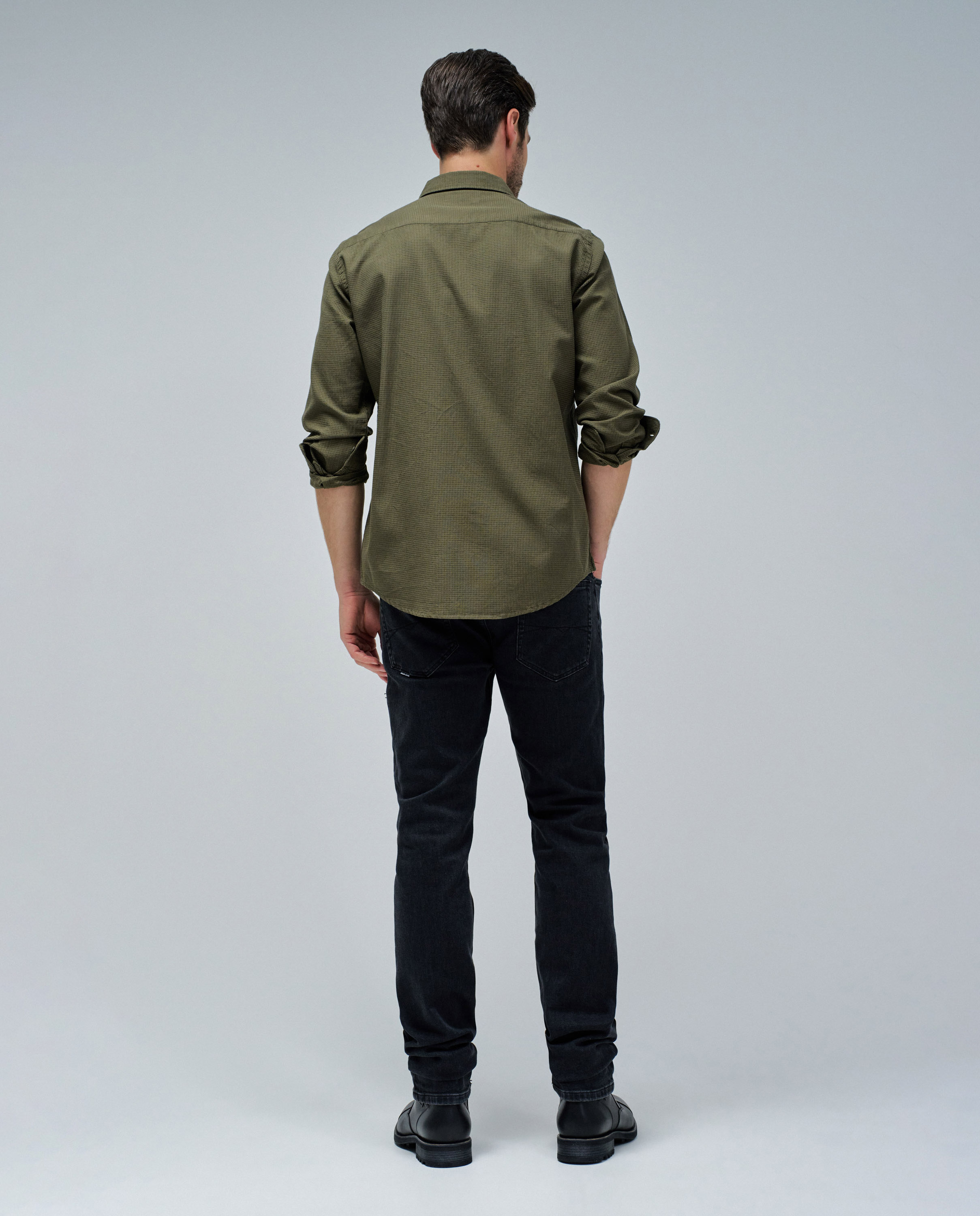 Camisa de hombre texturada - Salsa Jeans - Verde militar Verde militar-3