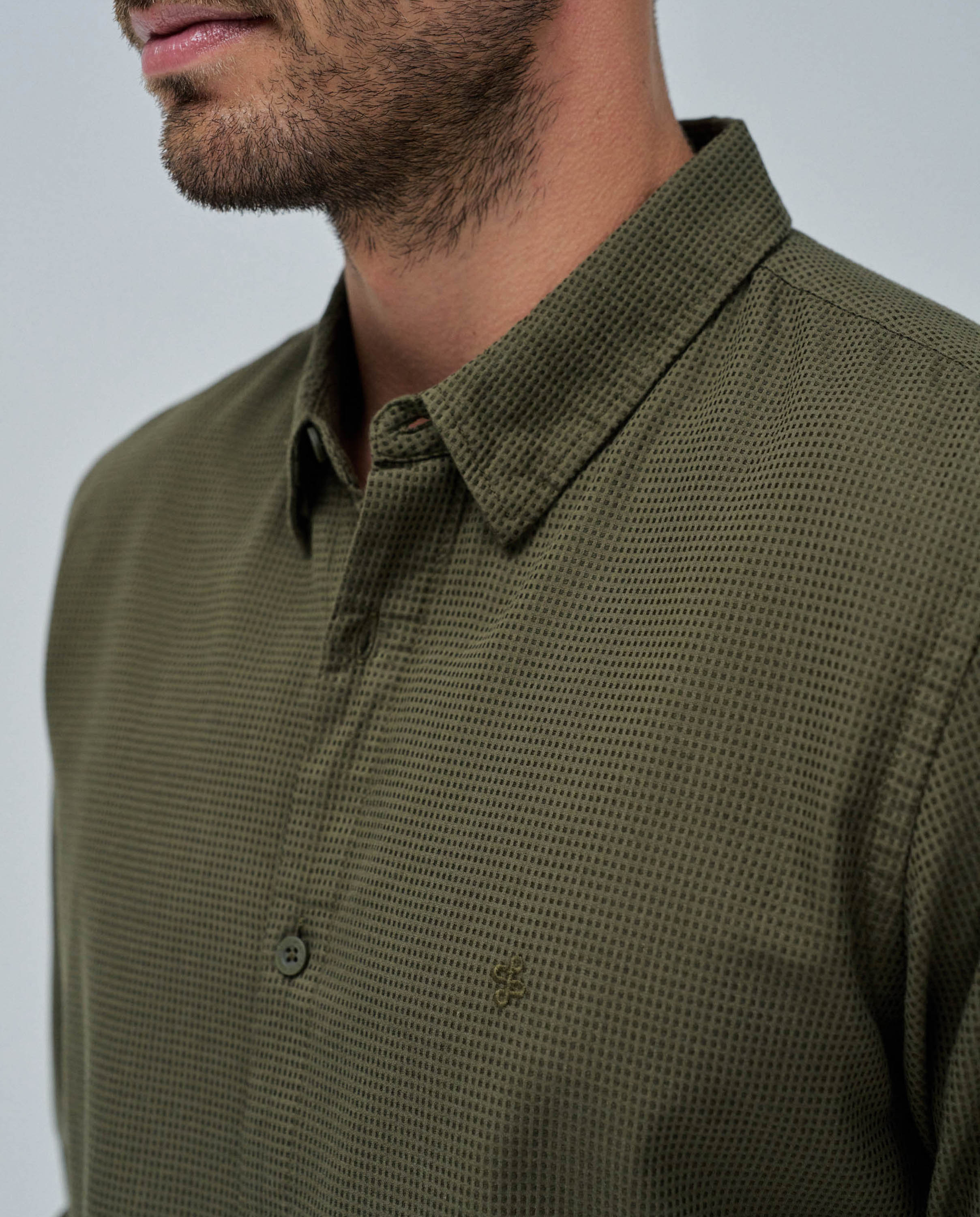Camisa de hombre texturada - Salsa Jeans - Verde militar Verde militar-4