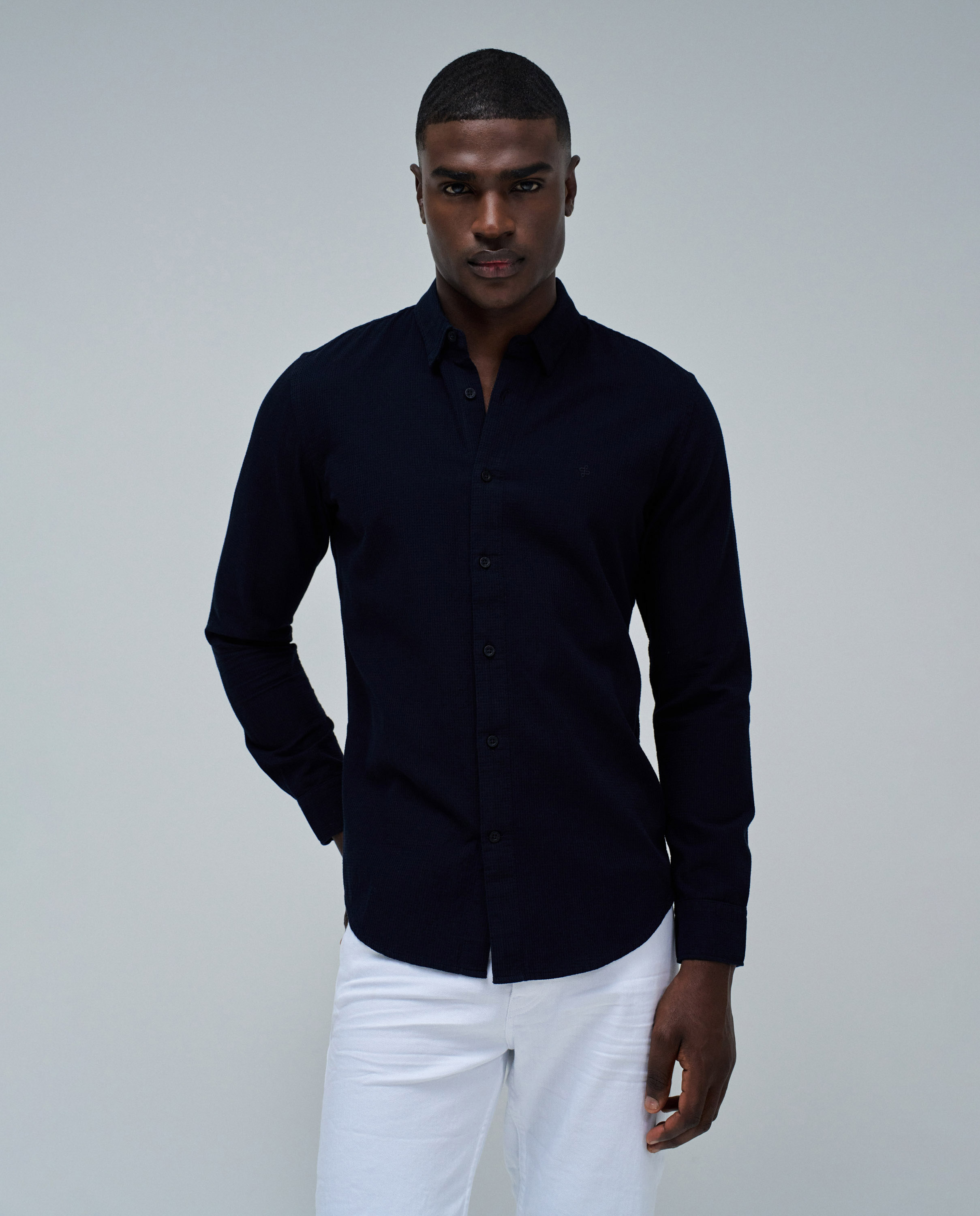 Camisa de hombre texturada - Salsa Jeans - Azul oscuro Azul oscuro-1