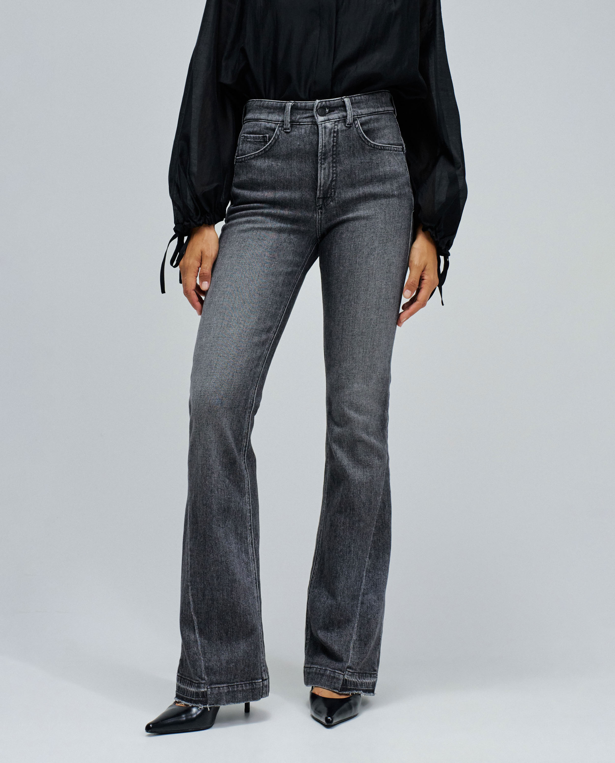 Vaqueros de mujer faith push in flare - Salsa Jeans - Gris Gris-5