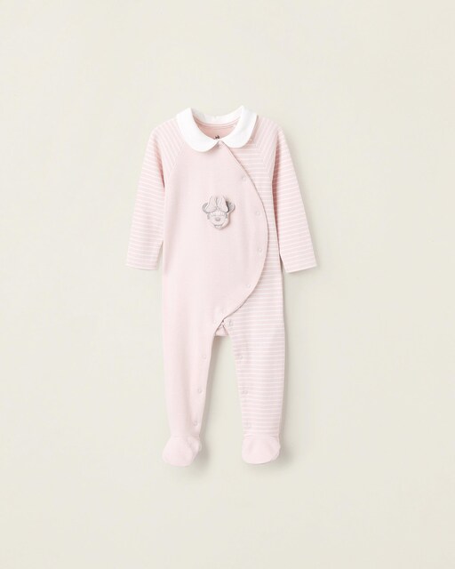 Imagen 0 de Pijama de bebé niña 100% algodón a rayas con Minnie en 3D