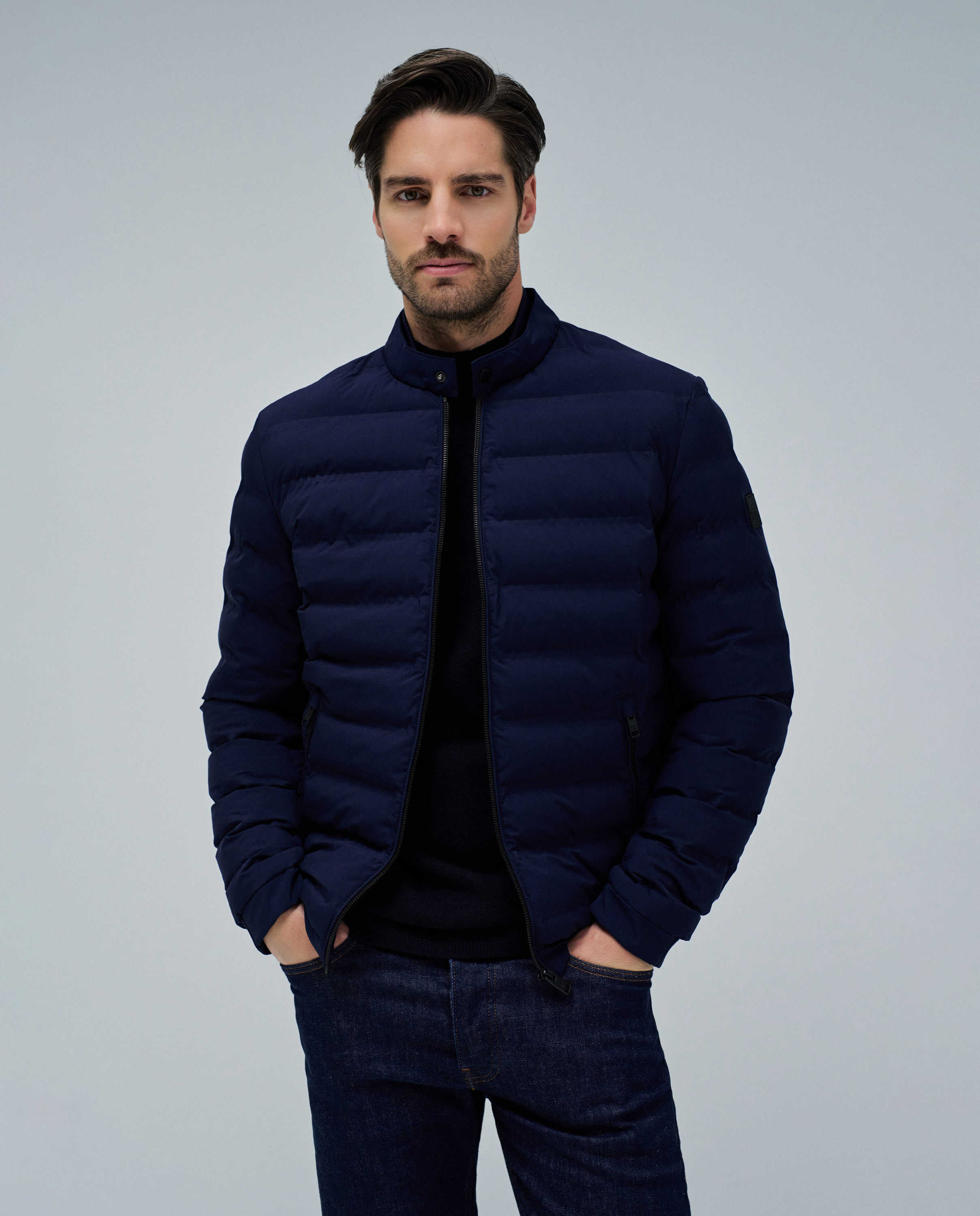 Imagen 0 de Abrigo acolchado con bolsillos de hombre Azul oscuro