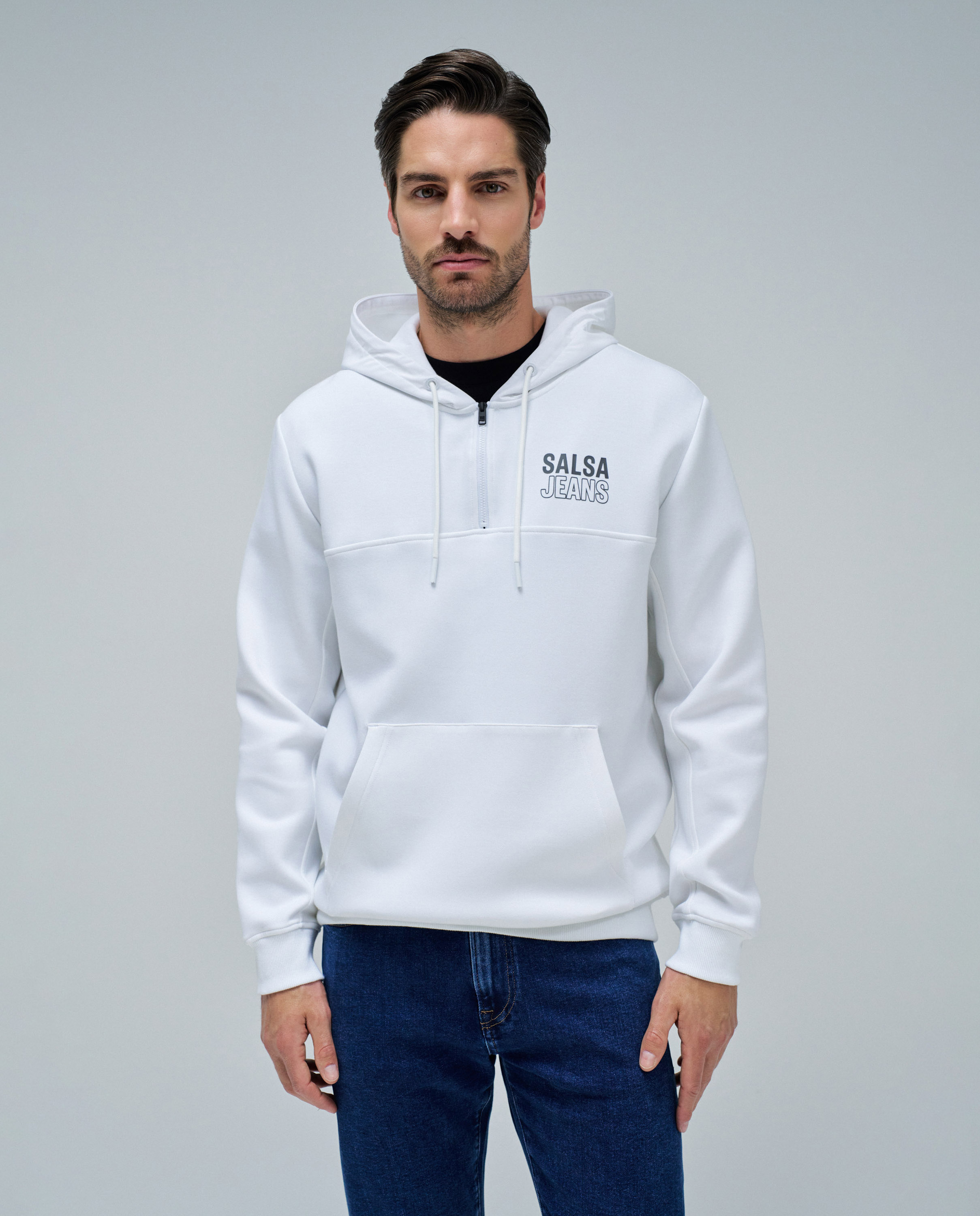 Sudadera de hombre con capucha - Salsa Jeans - Blanco Blanco-1
