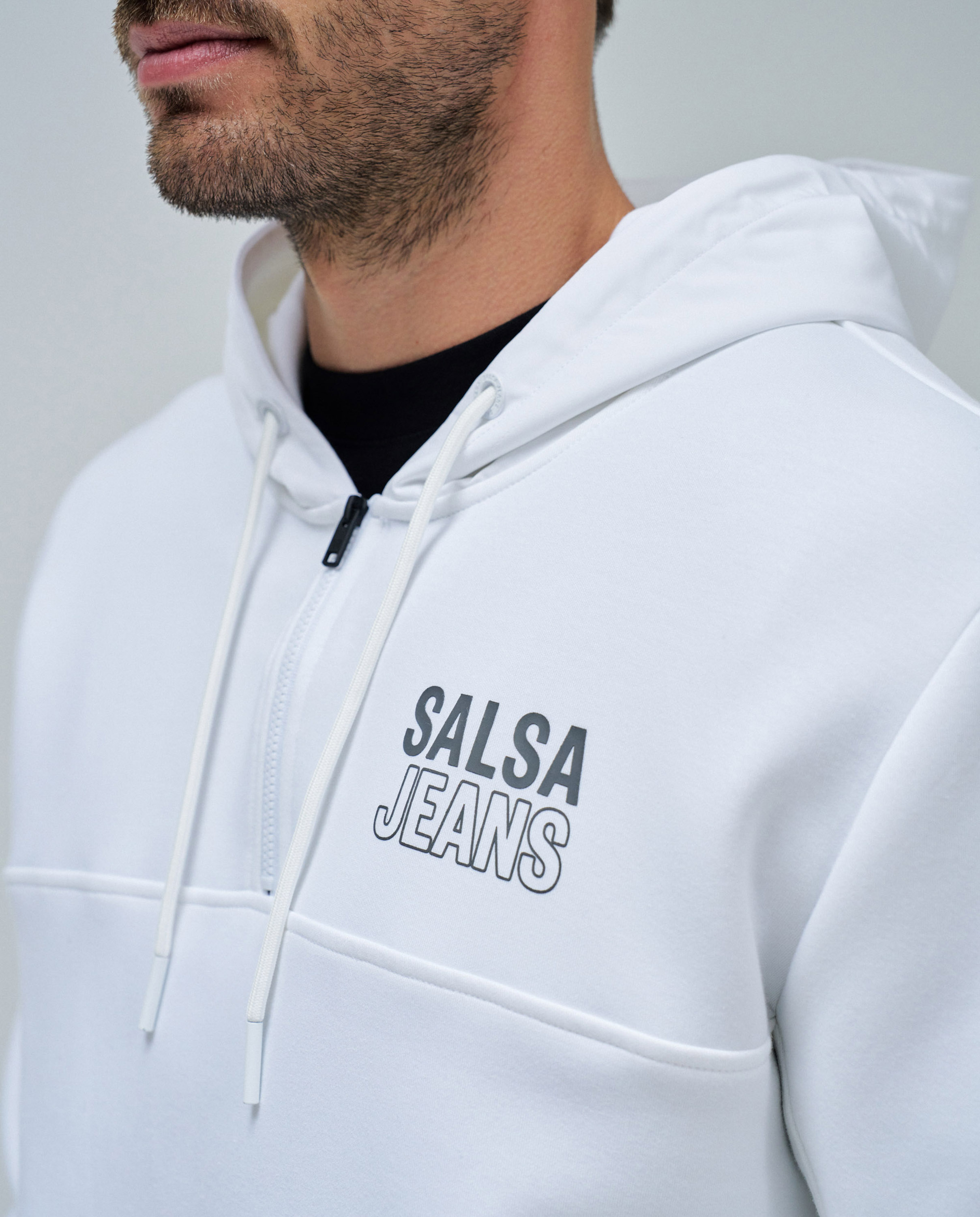 Sudadera de hombre con capucha - Salsa Jeans - Blanco Blanco-4