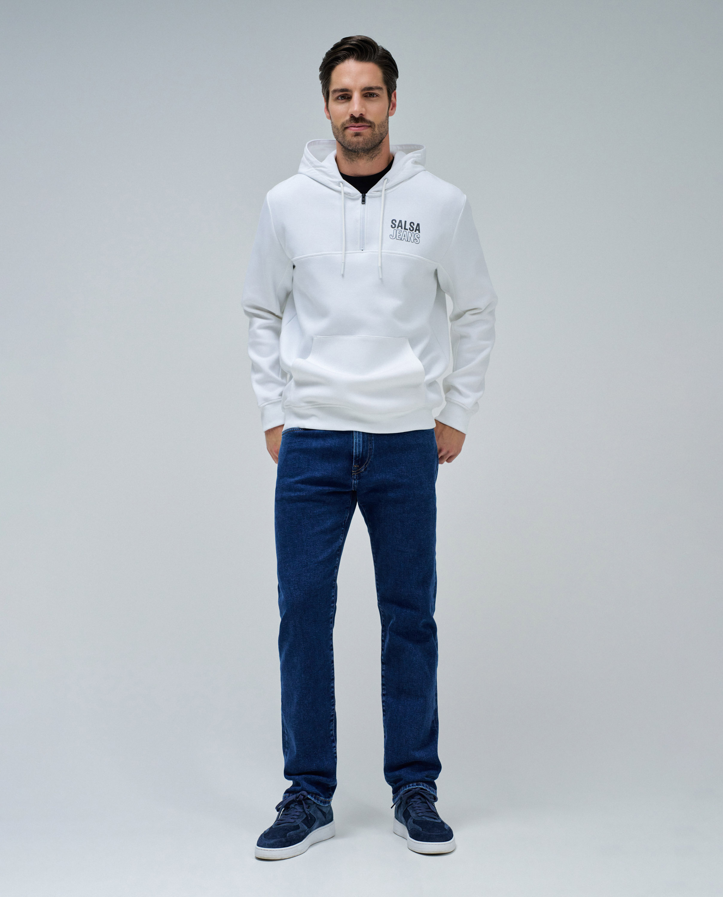 Sudadera de hombre con capucha - Salsa Jeans - Blanco Blanco-5