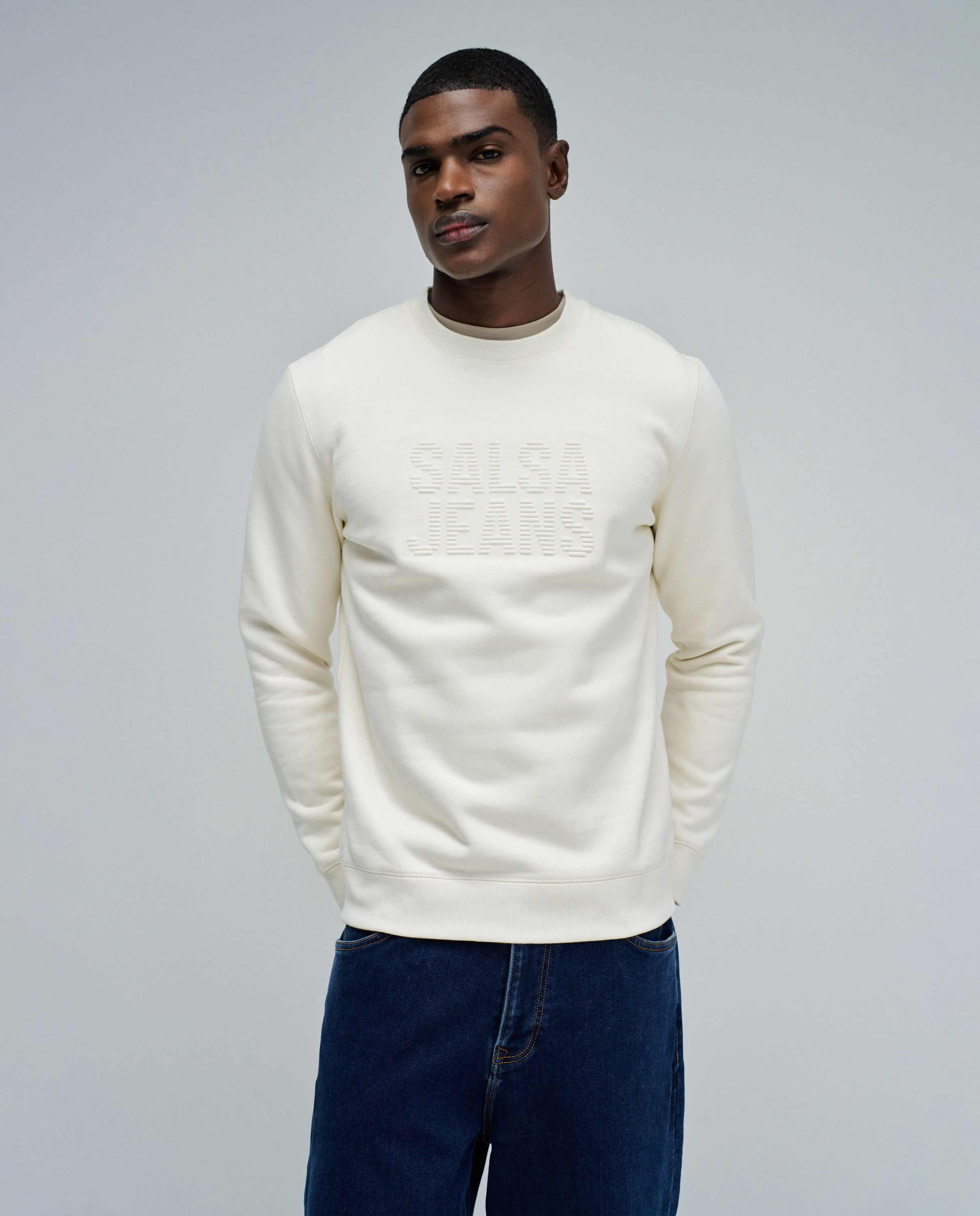 Imagen 0 de Sudadera de hombre con logo Crema