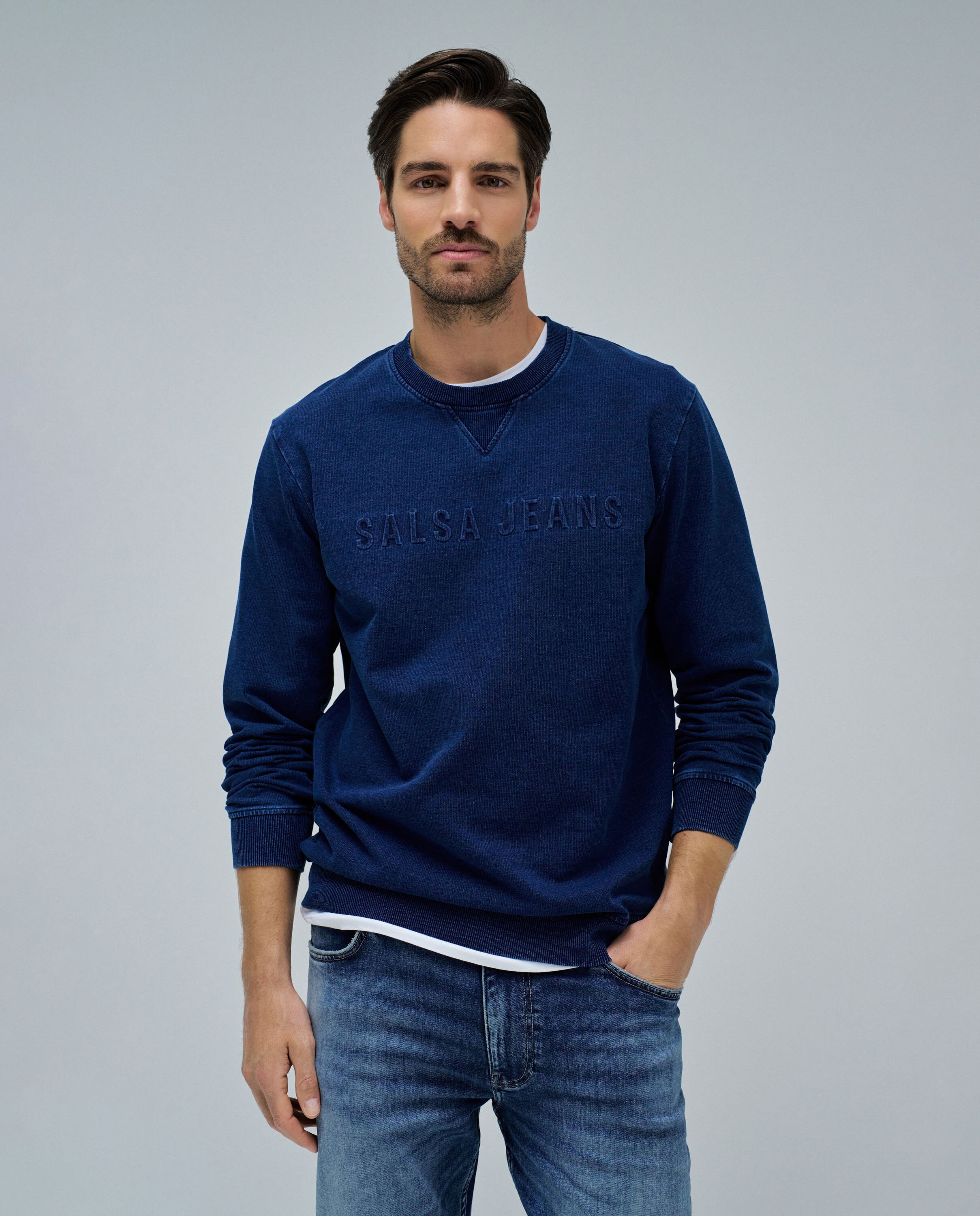 Sudadera de hombre con logo - Salsa Jeans - Azul Azul-1