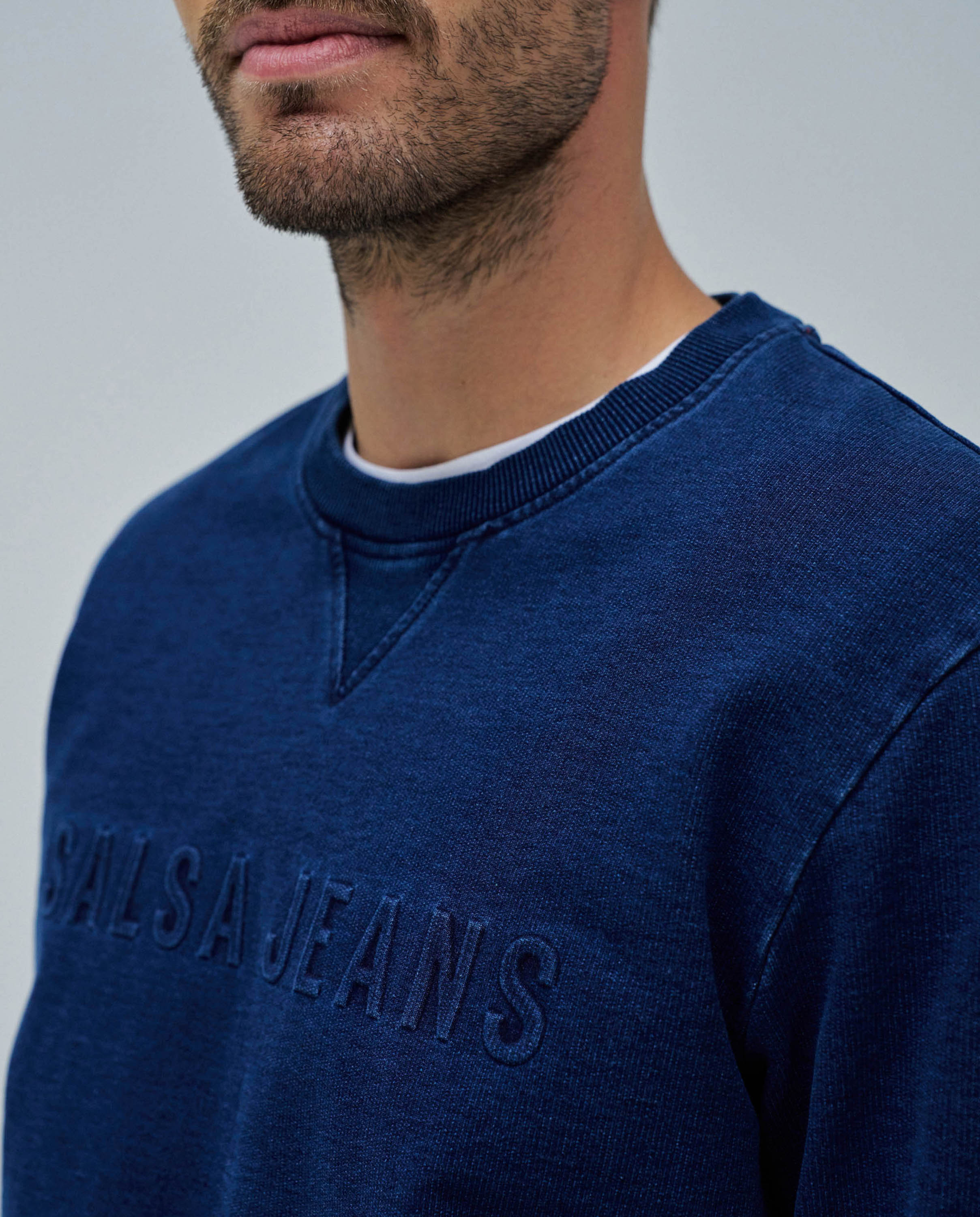 Sudadera de hombre con logo - Salsa Jeans - Azul Azul-4