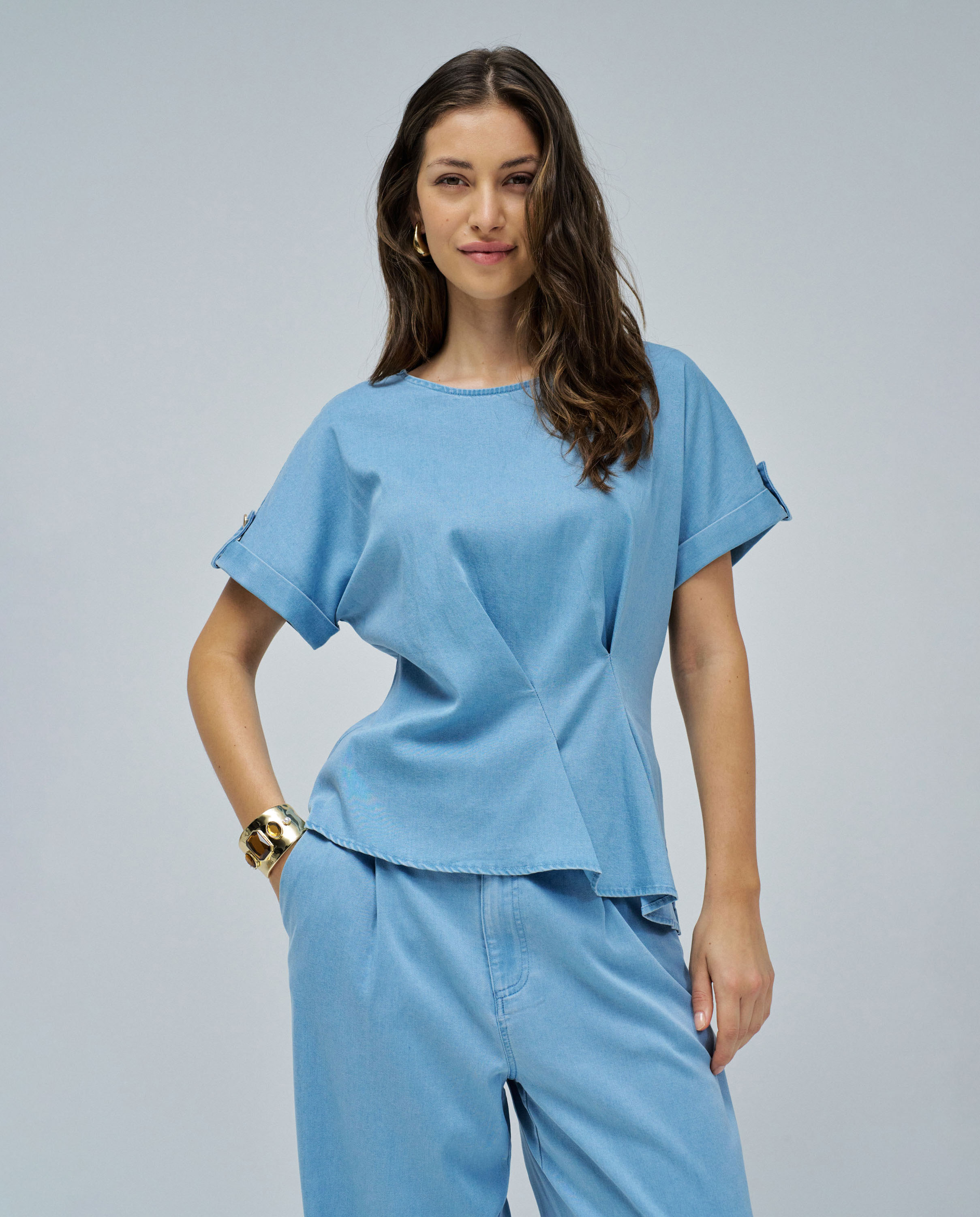 Blusa de mujer en lightdenim - Salsa Jeans - Azul claro Azul claro-1