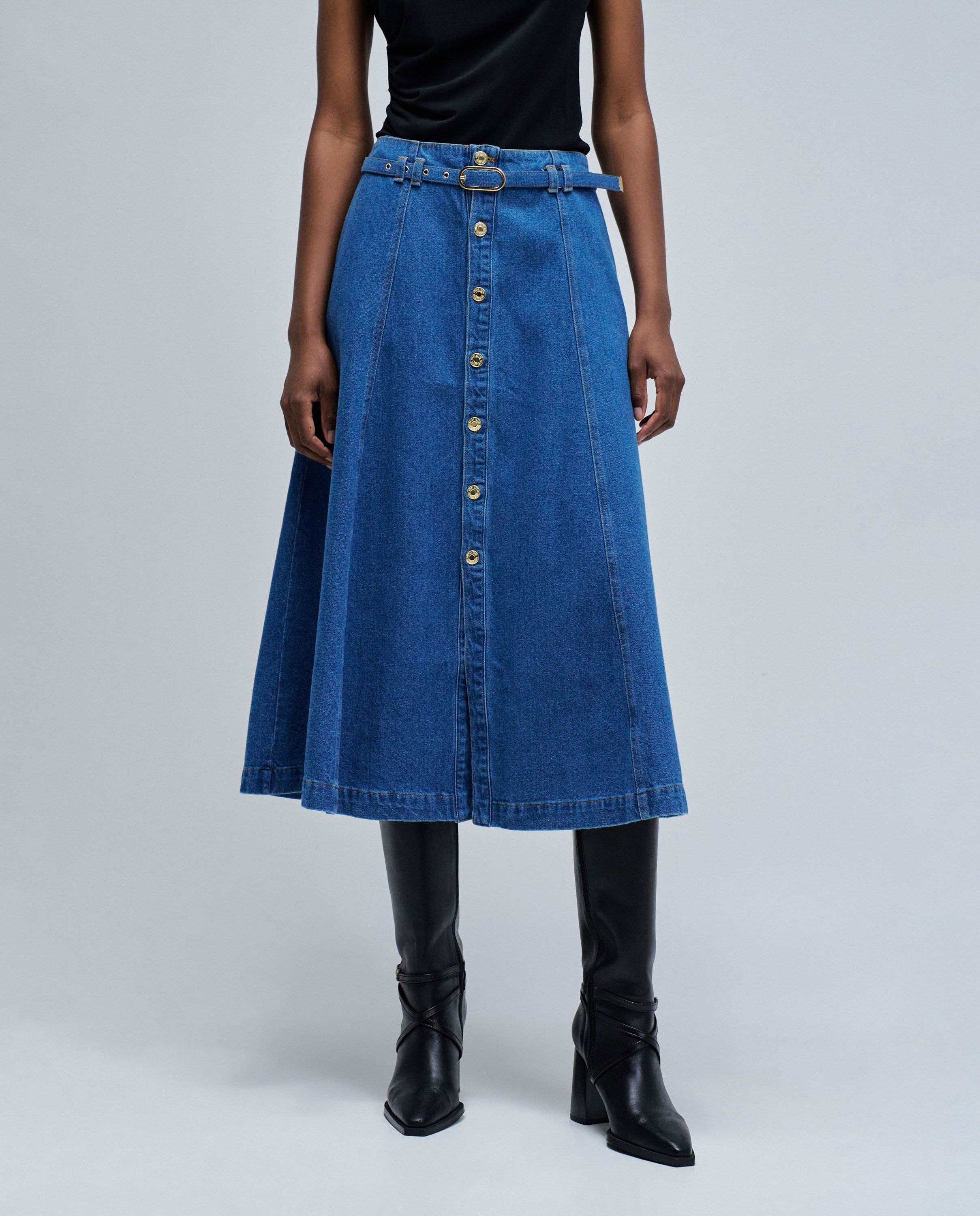 Salsa Jeans - Falda de mujer midi vaquera.