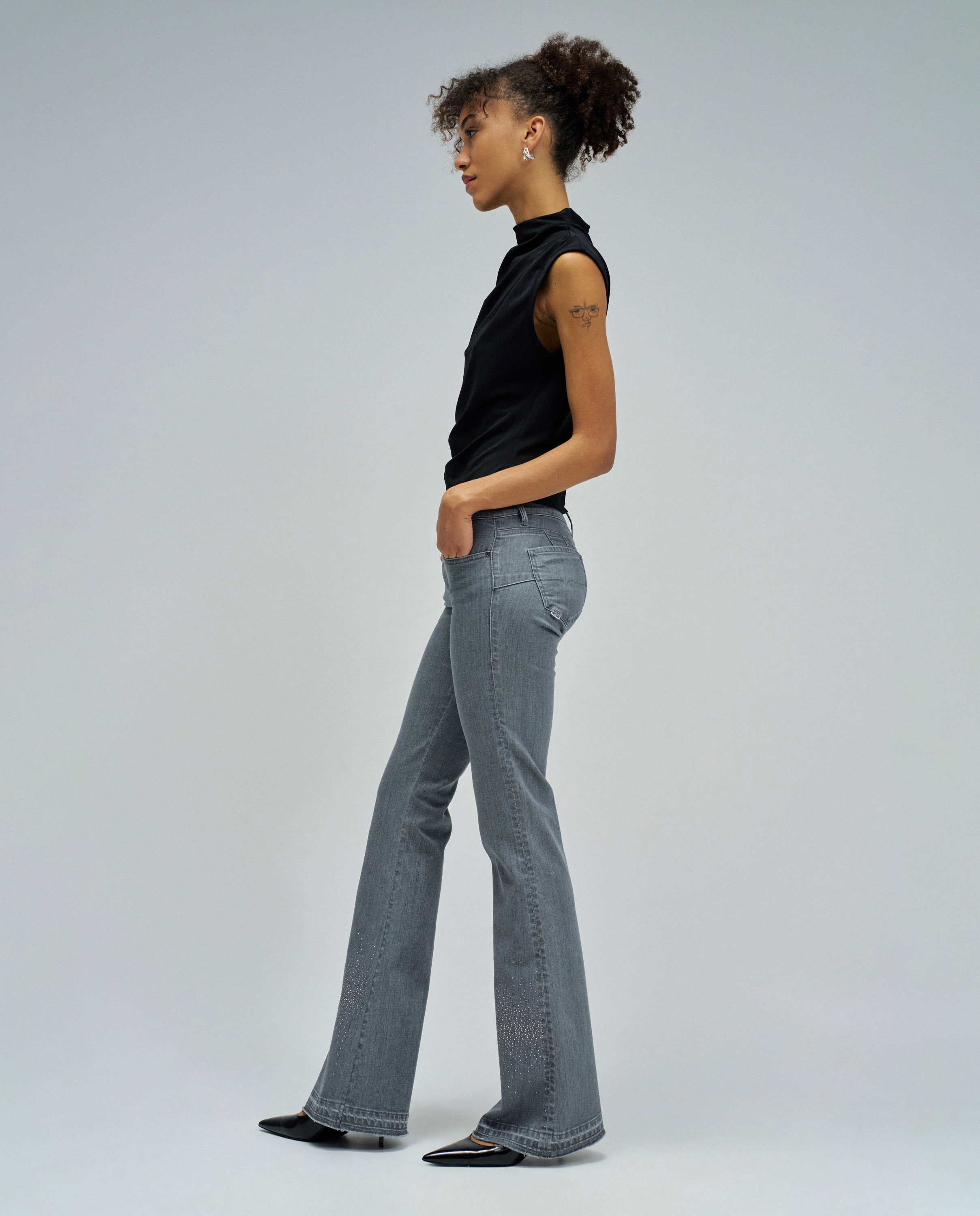 Vaqueros de mujer wonder push up flare - Salsa Jeans - Gris Gris-2