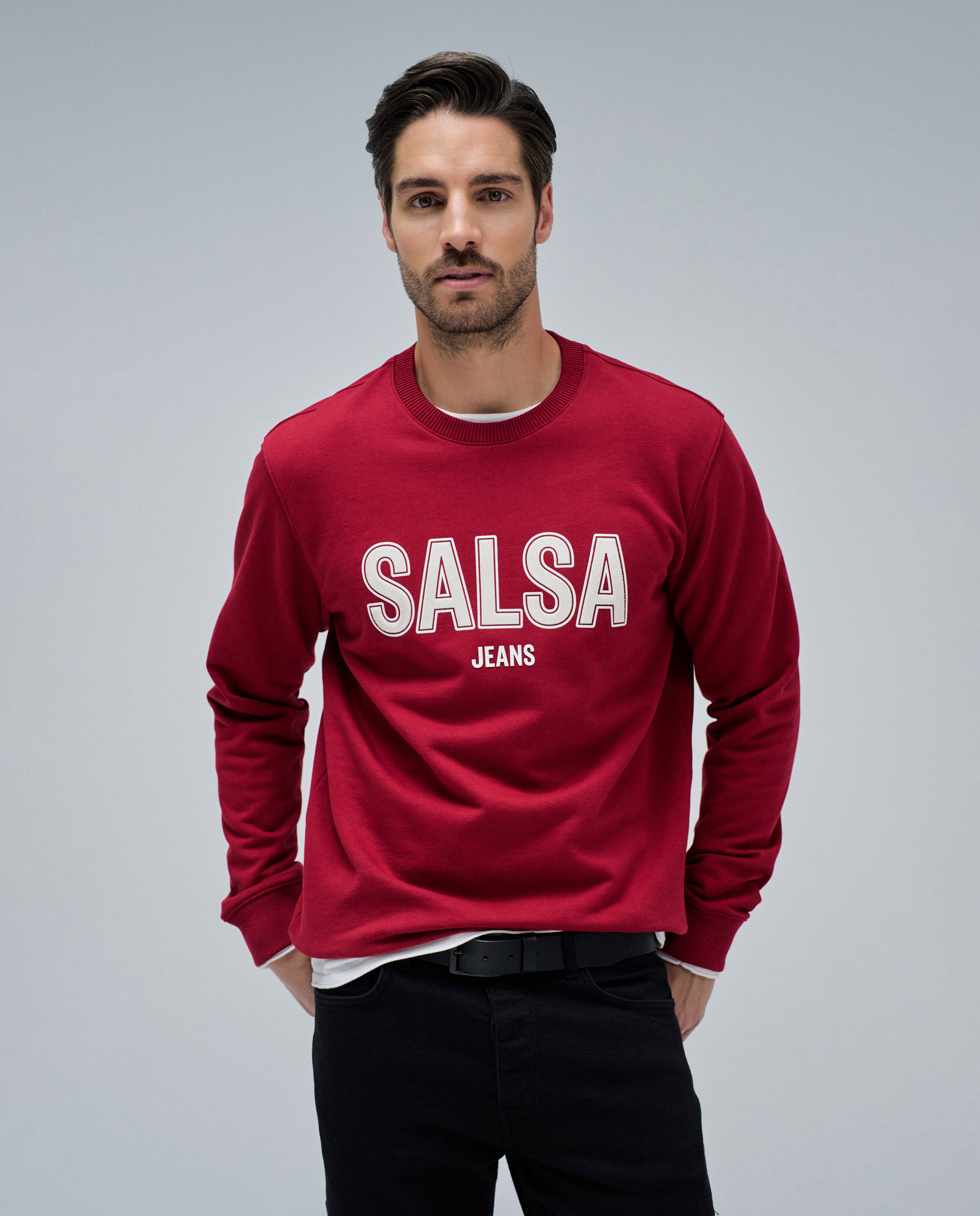 Sudadera de hombre con logo - Salsa Jeans - Rojo Rojo-1