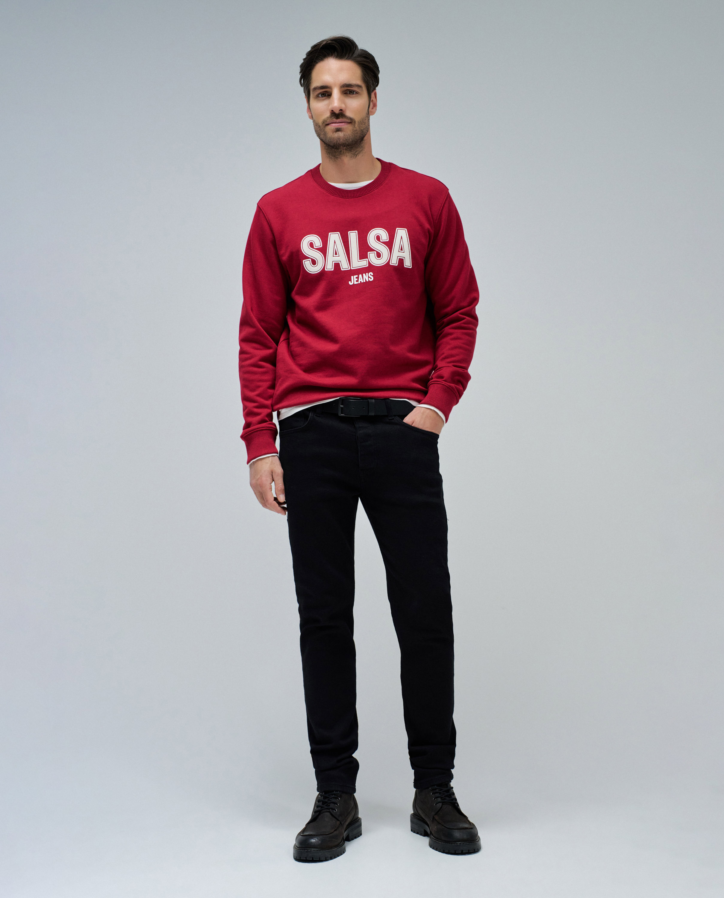 Sudadera de hombre con logo - Salsa Jeans - Rojo Rojo-5