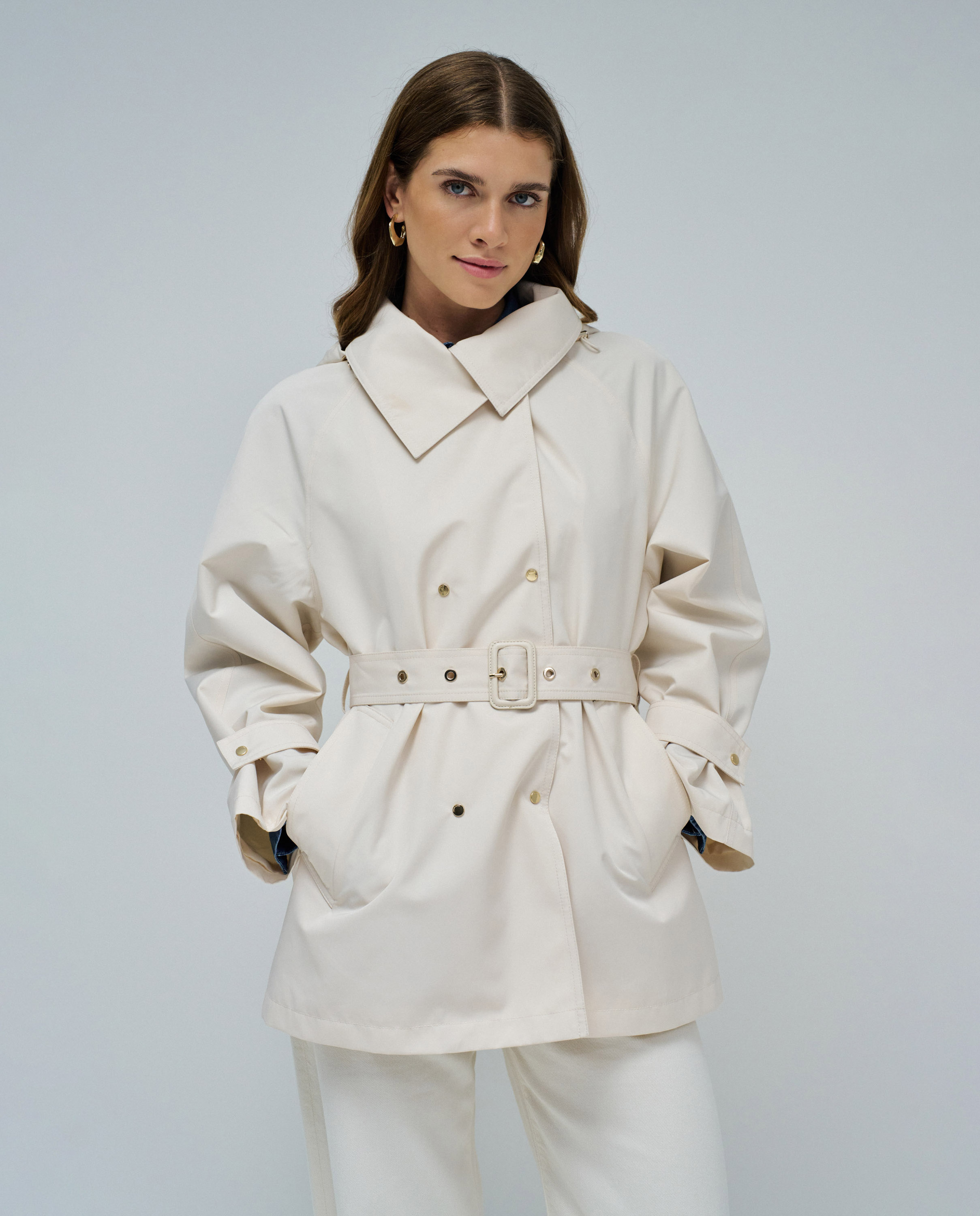 Abrigo de mujer impermeable - Salsa Jeans - Beige Beige-1