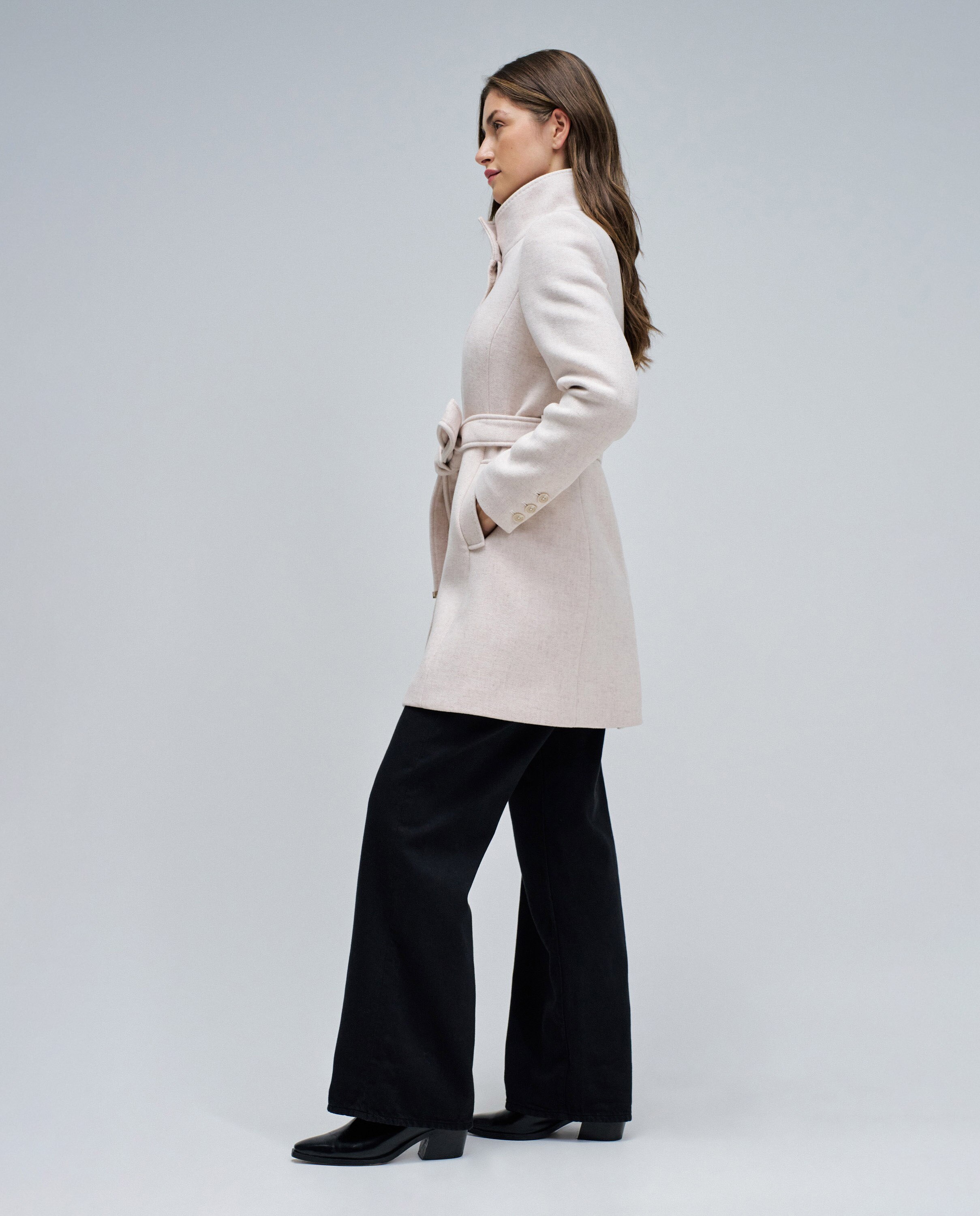 Abrigo de paño grace con cinturón de mujer - Salsa Jeans - Natural Natural-2