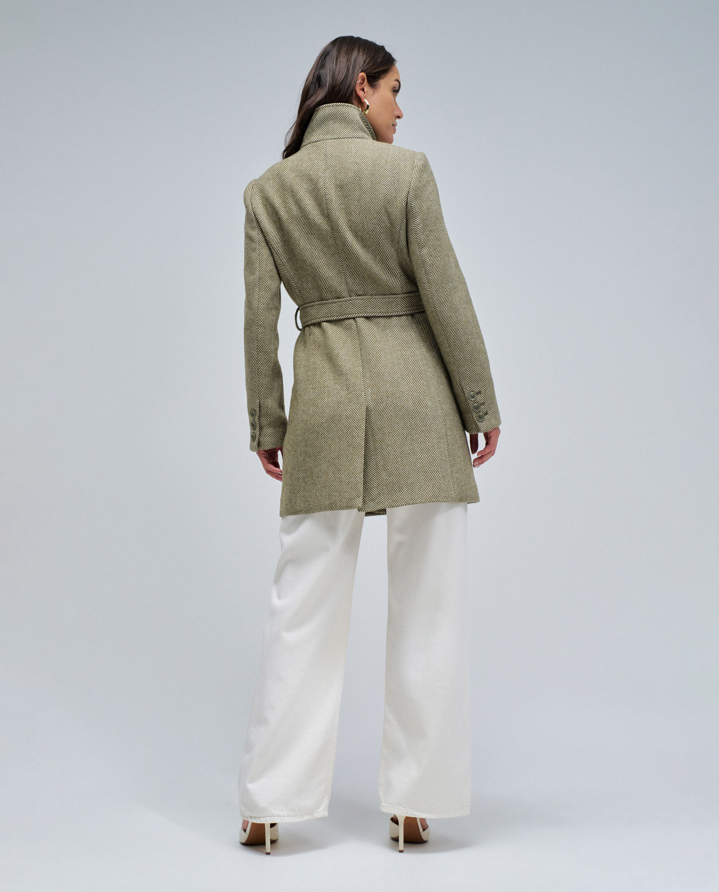 Abrigo de paño grace con cinturón de mujer - Salsa Jeans - Gris Gris-3