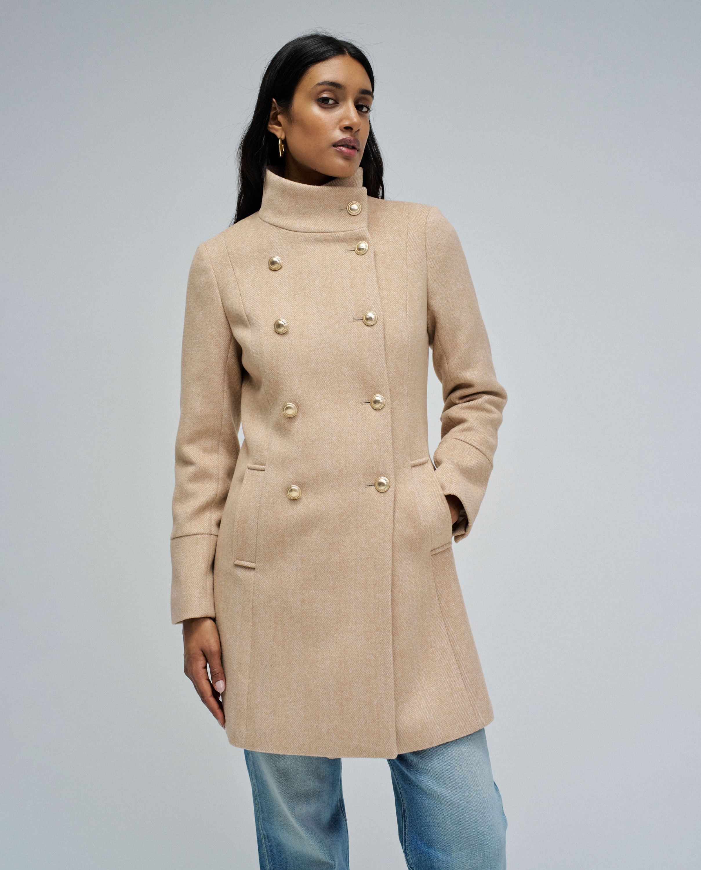 Imagen 0 de Abrigo de mujer de paño grace en tweed Natural