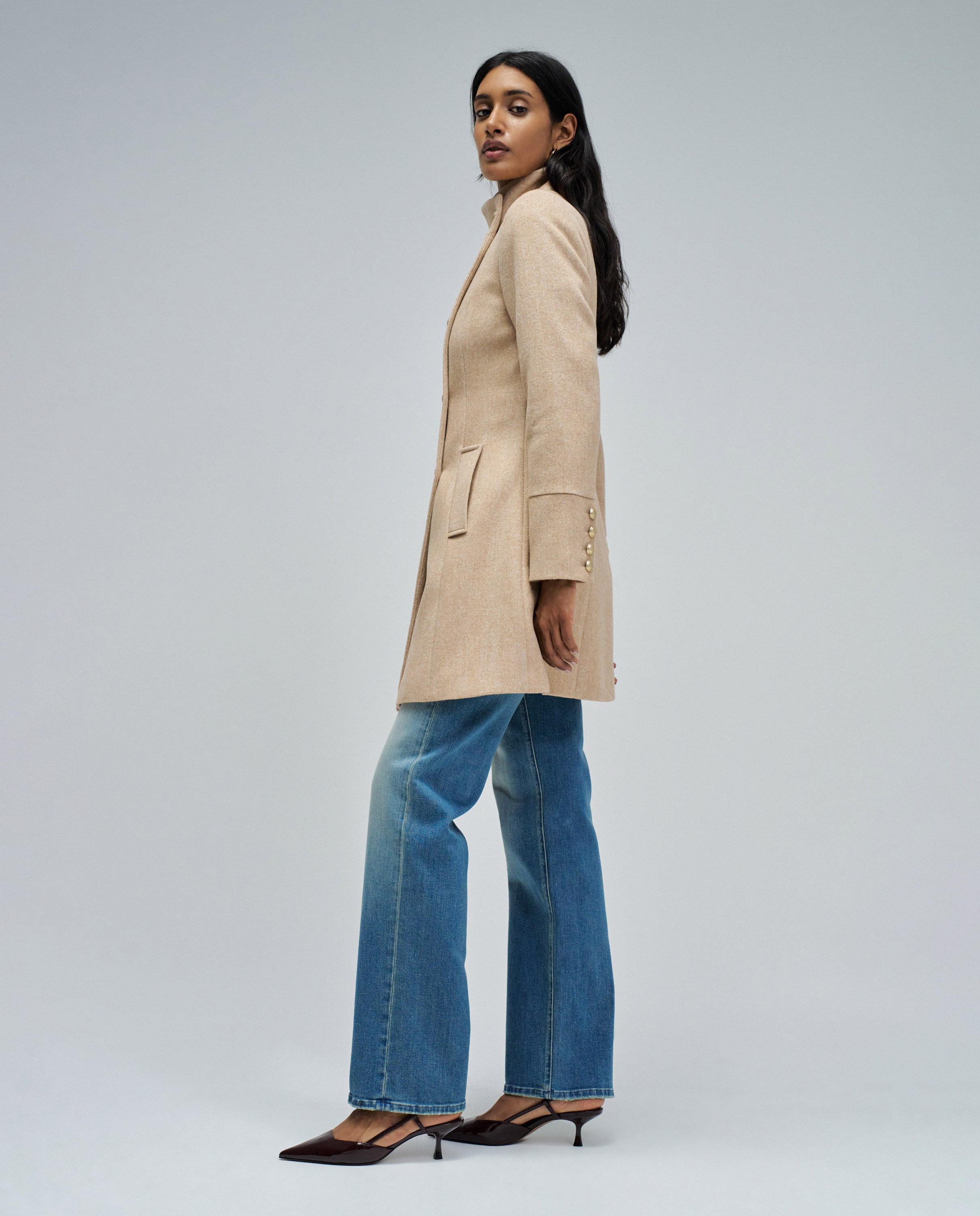Abrigo de mujer de paño grace en tweed - Salsa Jeans - Natural Natural-2