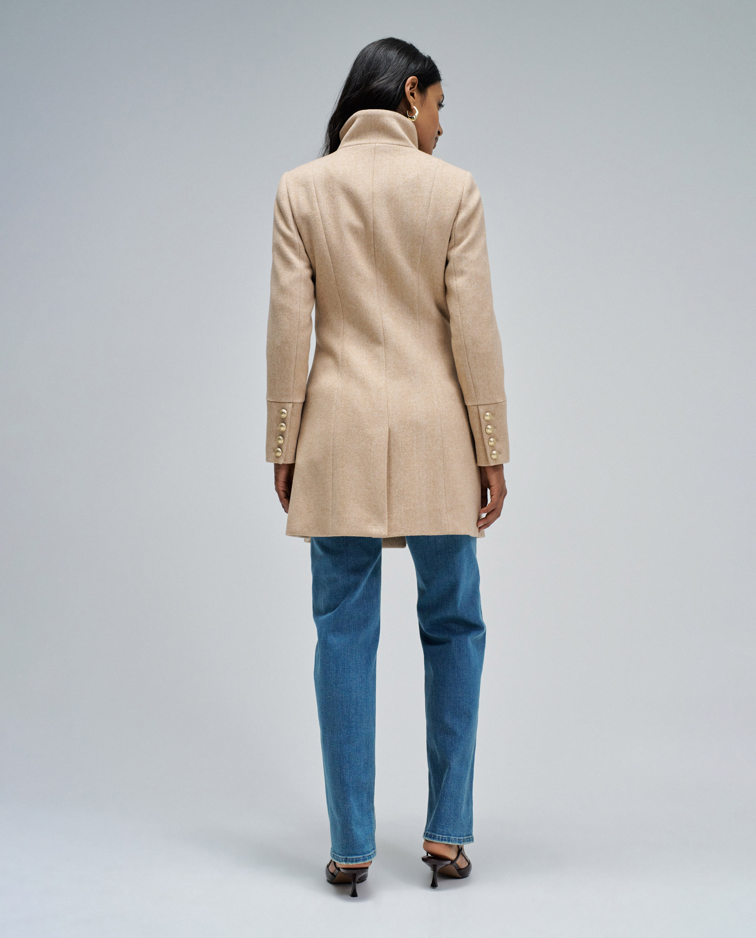 Abrigo de mujer de paño grace en tweed - Salsa Jeans - Natural Natural-3