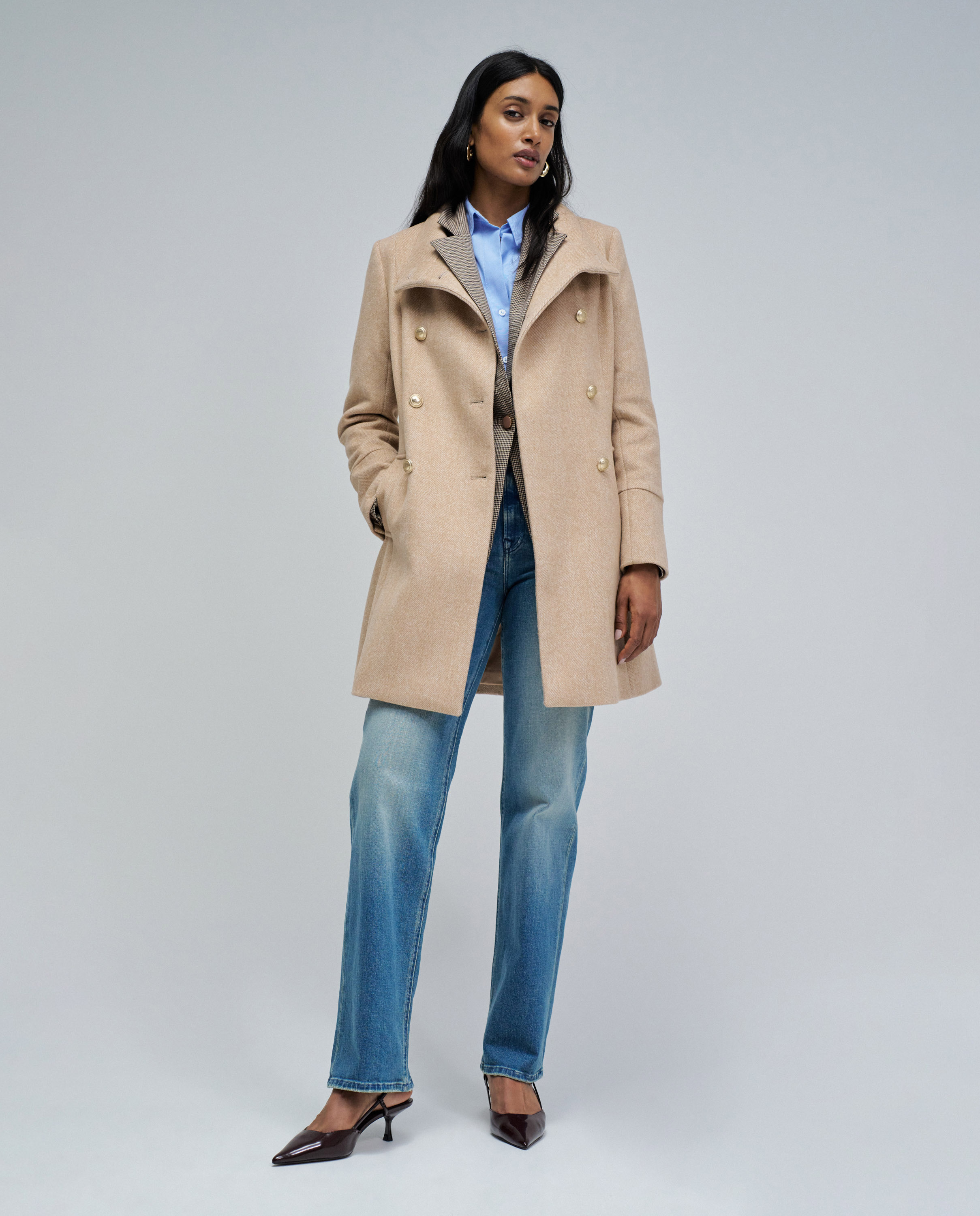 Abrigo de mujer de paño grace en tweed - Salsa Jeans - Natural Natural-5