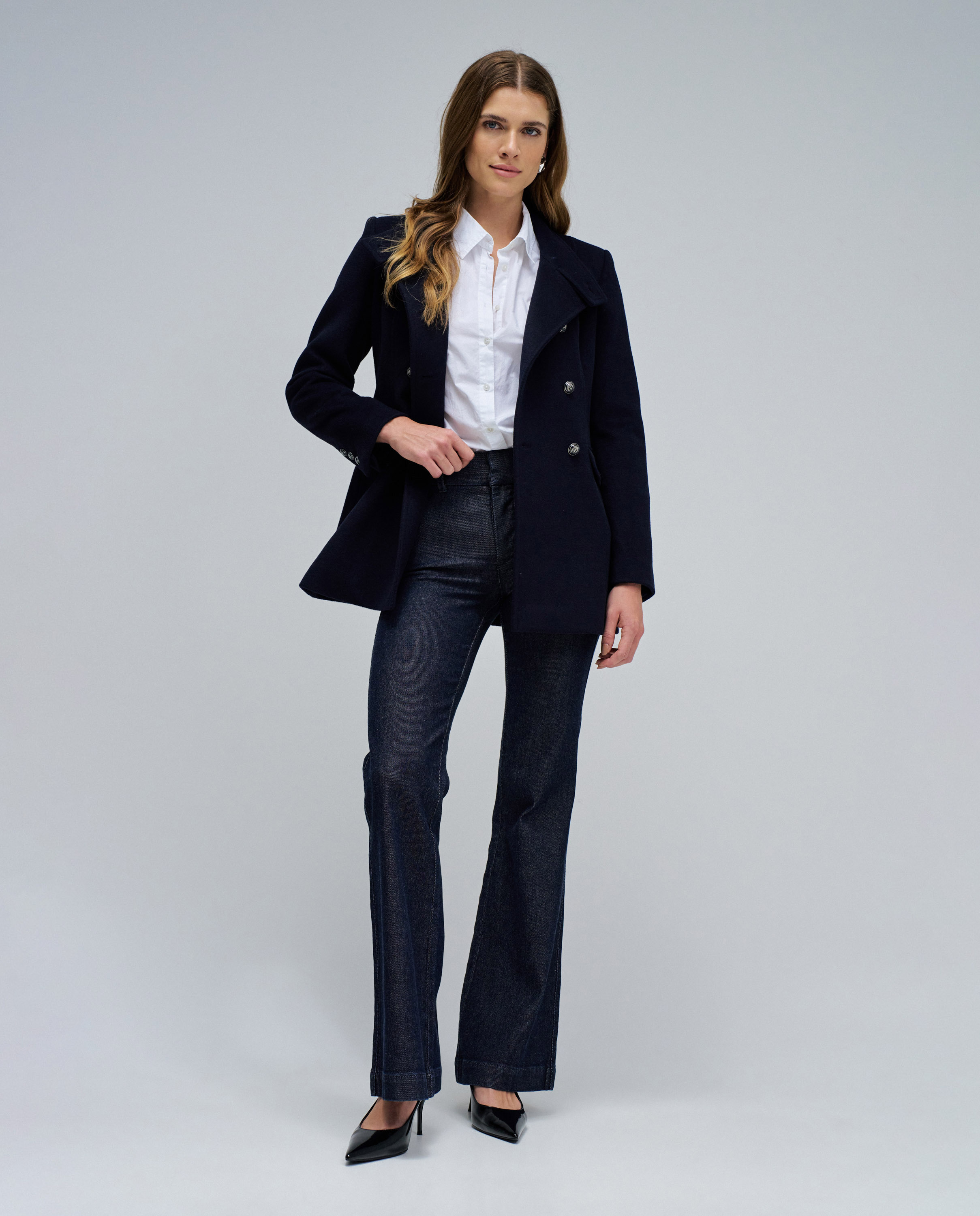 Abrigo de mujer de paño corto - Salsa Jeans - Azul marino Azul marino-5