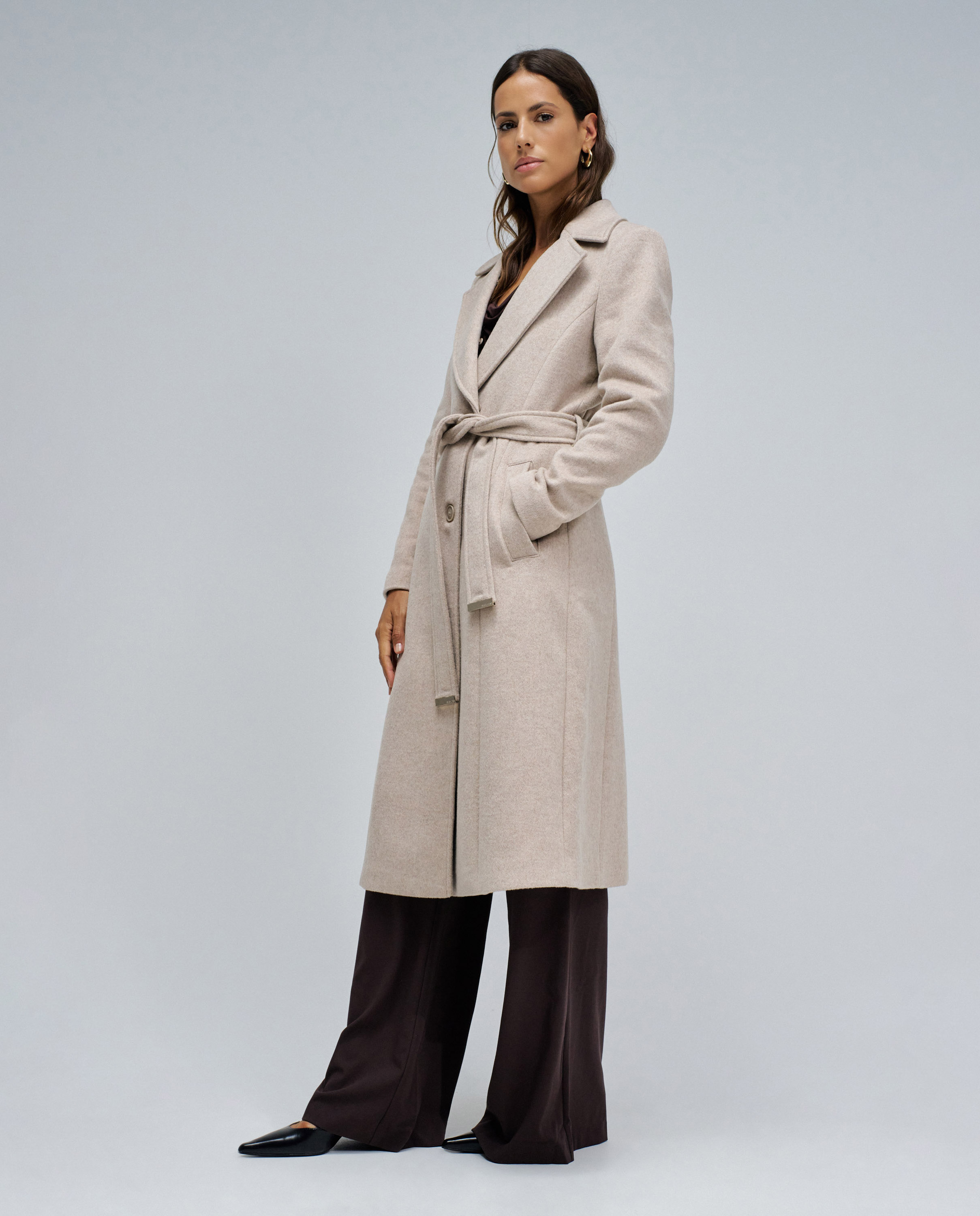 Abrigo de paño grace largo con pelo de mujer - Salsa Jeans - Natural Natural-2