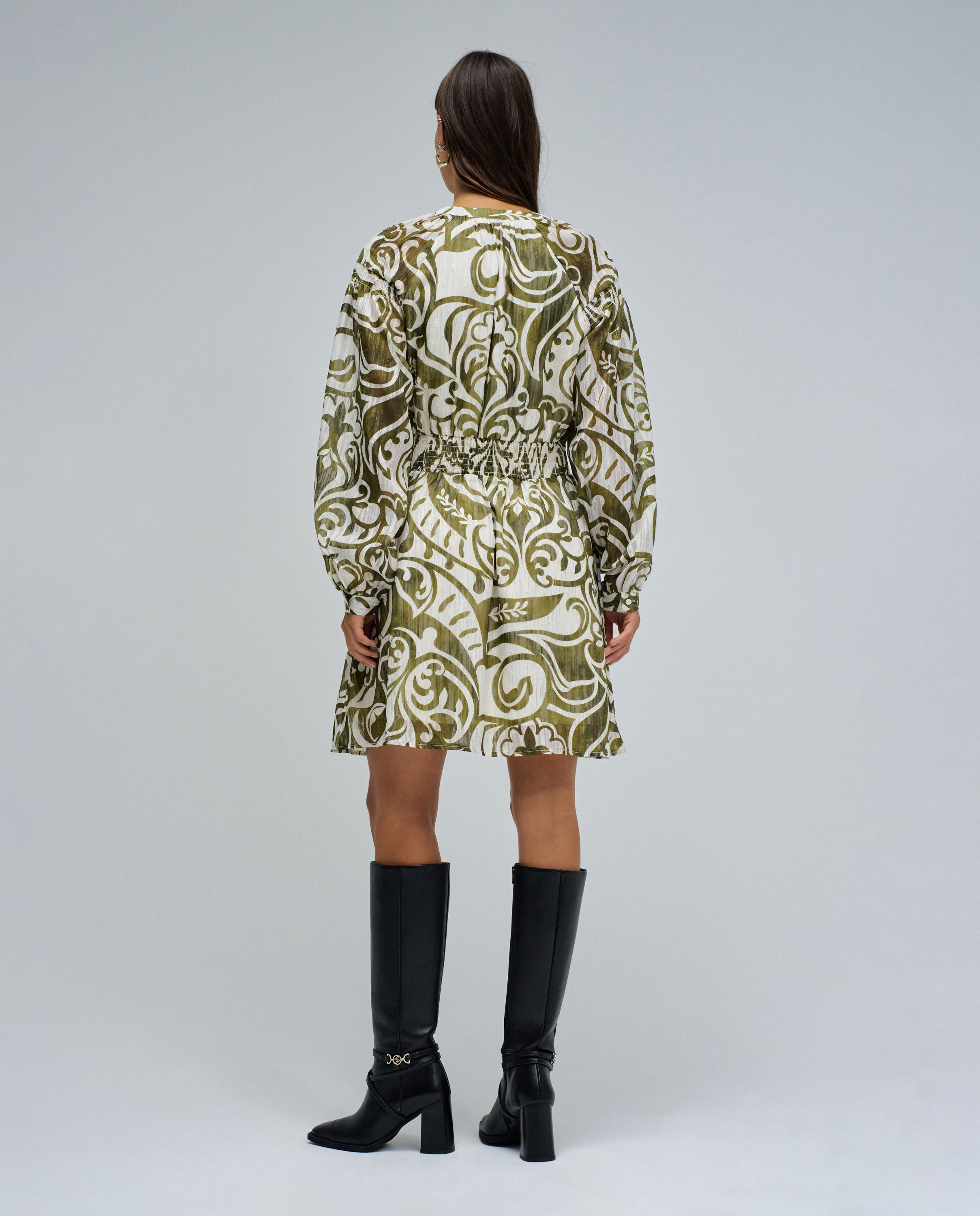 Vestido de mujer estampado corto - Salsa Jeans - Verde claro Verde claro-3
