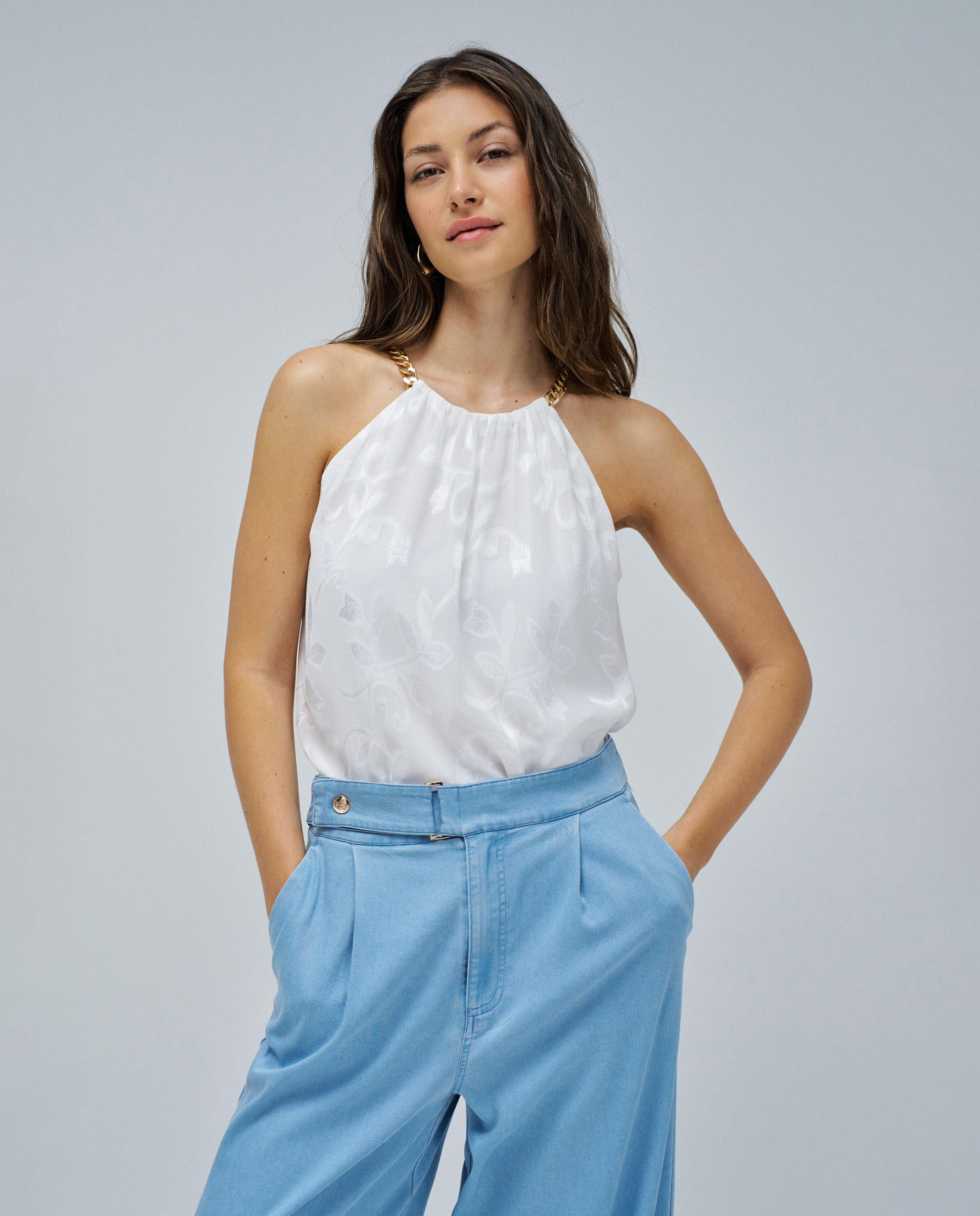 Top de mujer con bordados jacquard - Salsa Jeans - Blanco Blanco-1