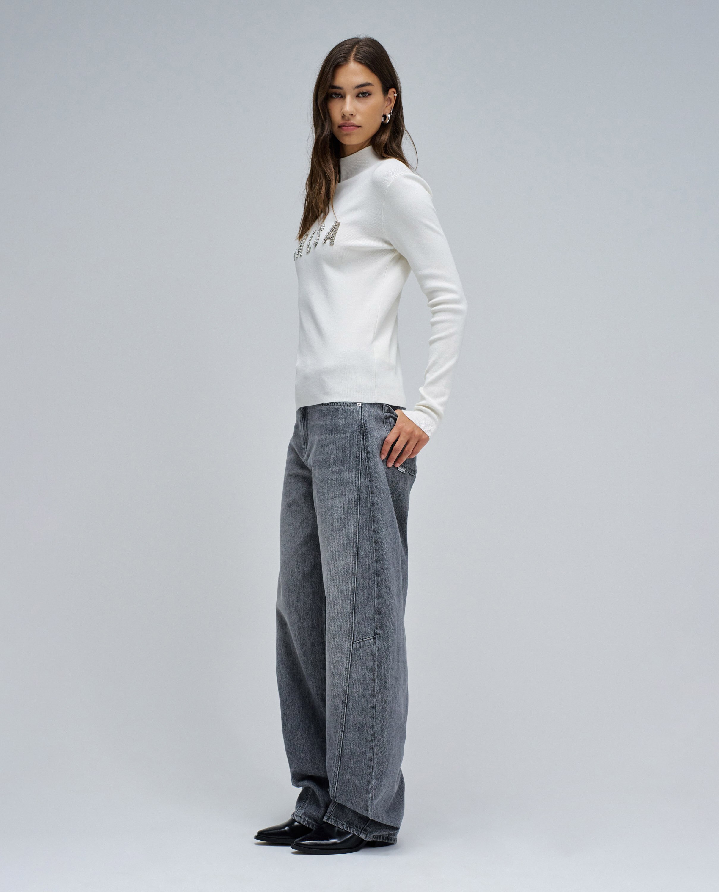 Jersey de mujer de punto acanalado con logo - Salsa Jeans - Crema Crema-2