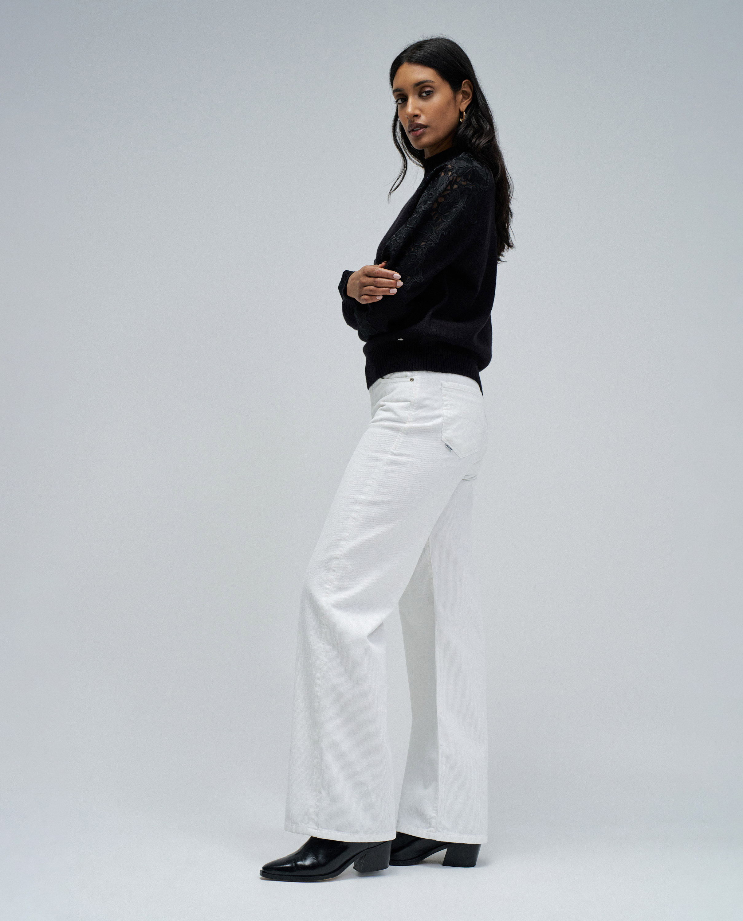 Jersey de mujer de punto con encaje - Salsa Jeans - Negro Negro-2
