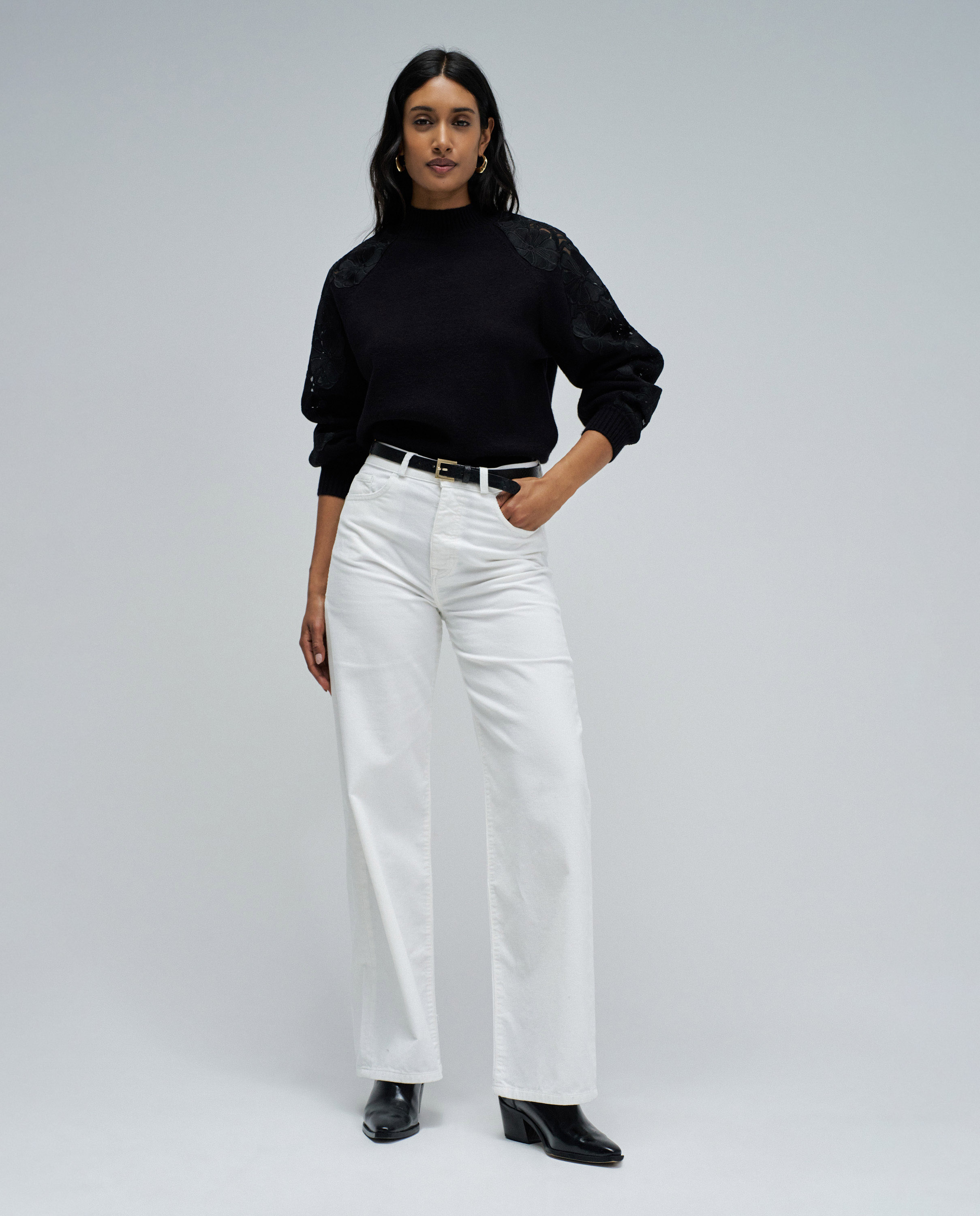Jersey de mujer de punto con encaje - Salsa Jeans - Negro Negro-5