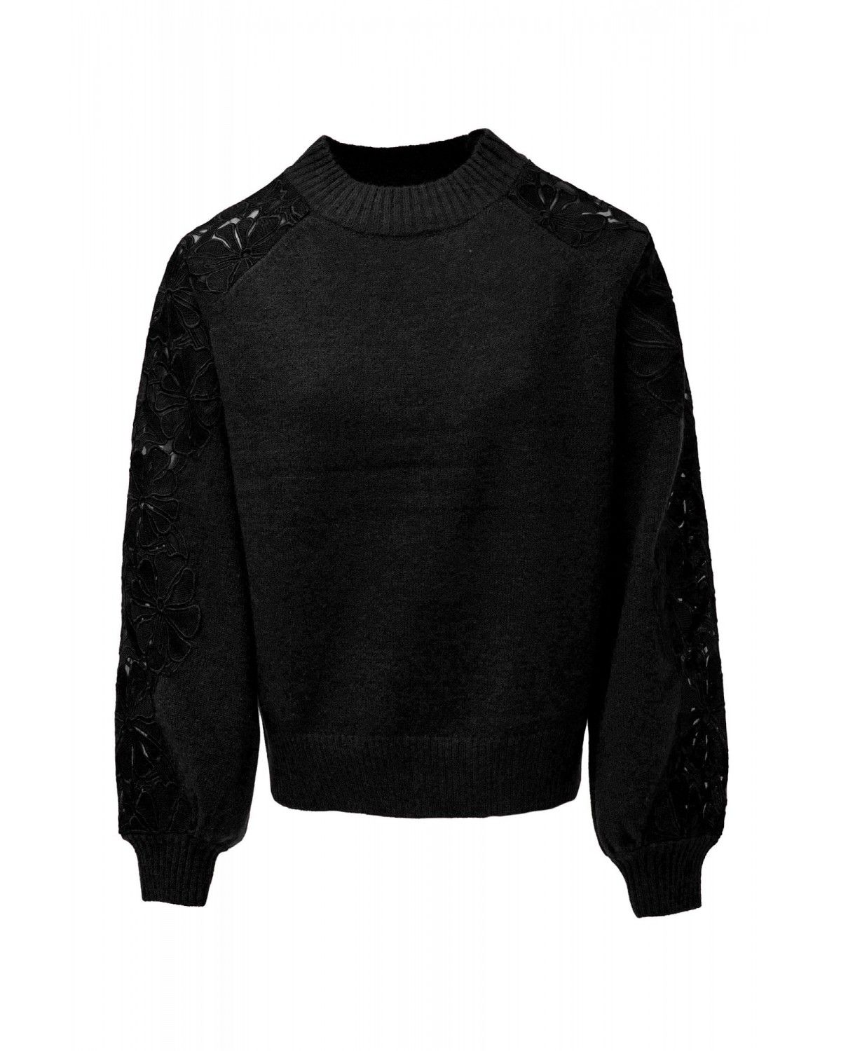 Jersey de mujer de punto con encaje - Salsa Jeans - Negro Negro-6