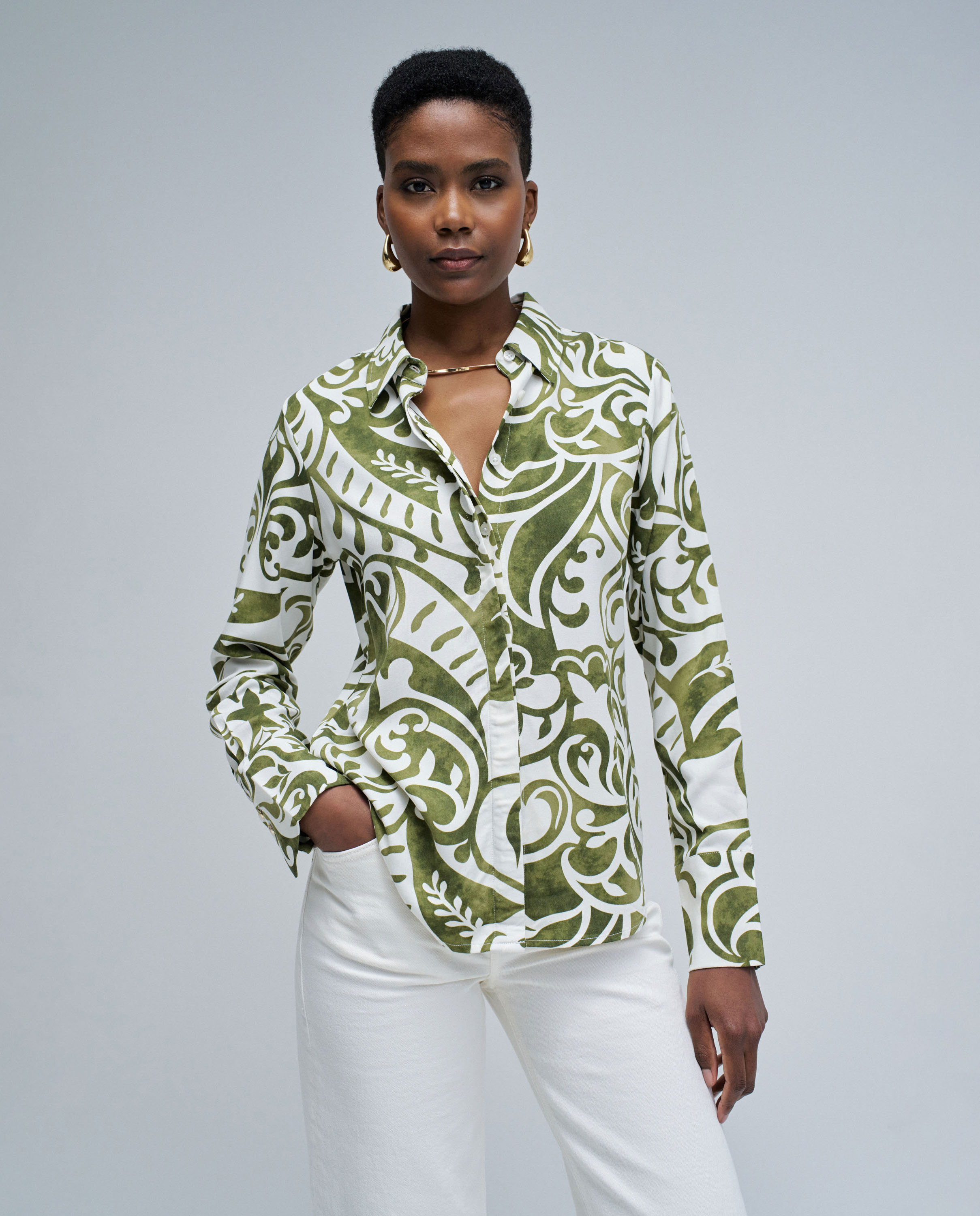 Camisa de mujer con estampado - Salsa Jeans - Verde Verde-1