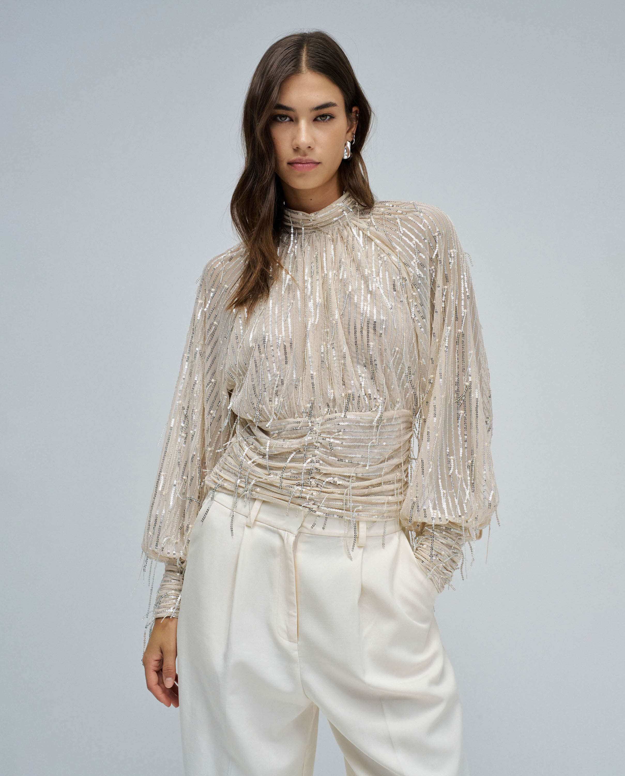 Blusa de mujer con lentejuelas - Salsa Jeans - Natural Natural-1