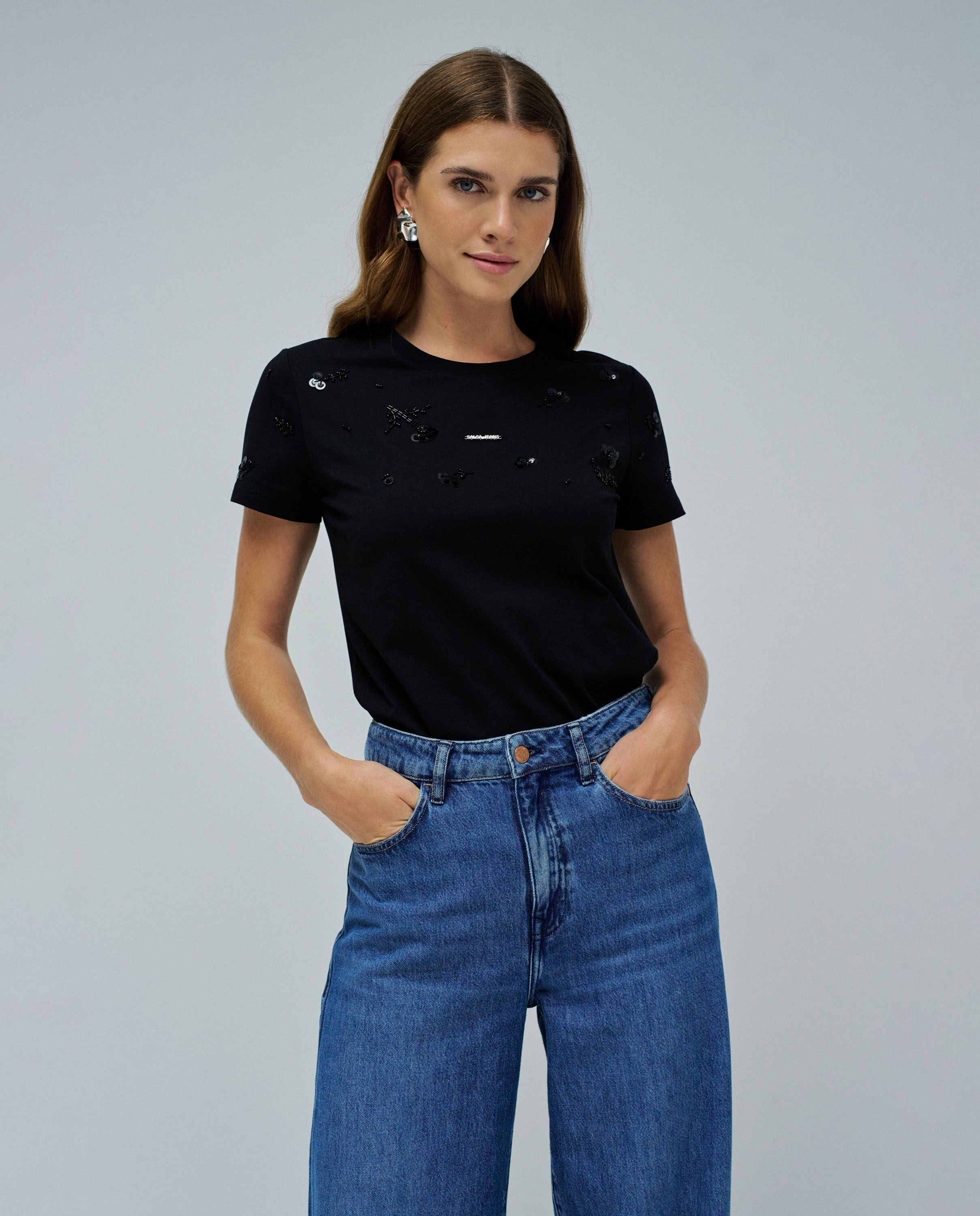 Salsa Jeans - Camiseta de mujer con lentejuelas.