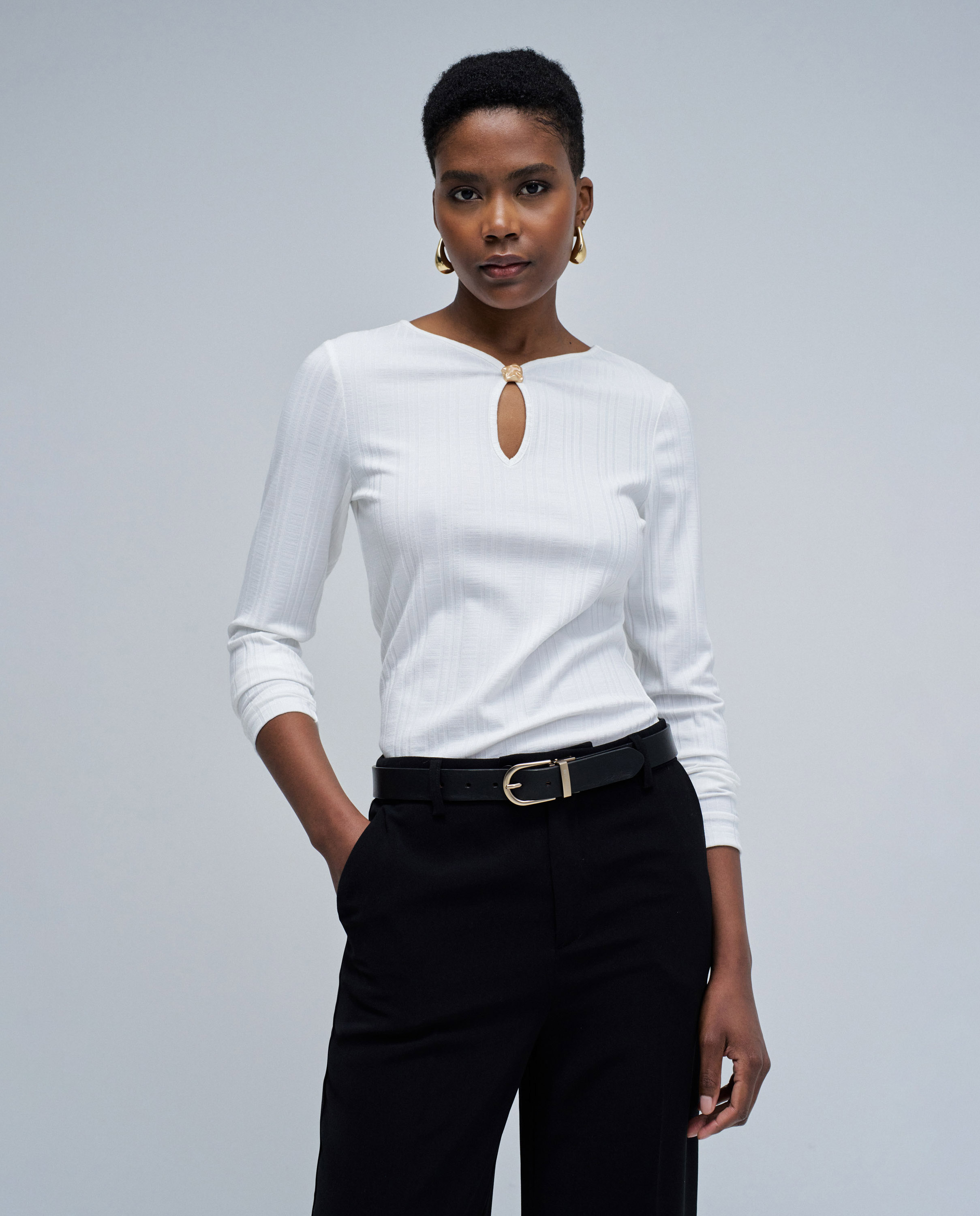 Jersey de mujer de punto acanalado - Salsa Jeans - Blanco Blanco-1