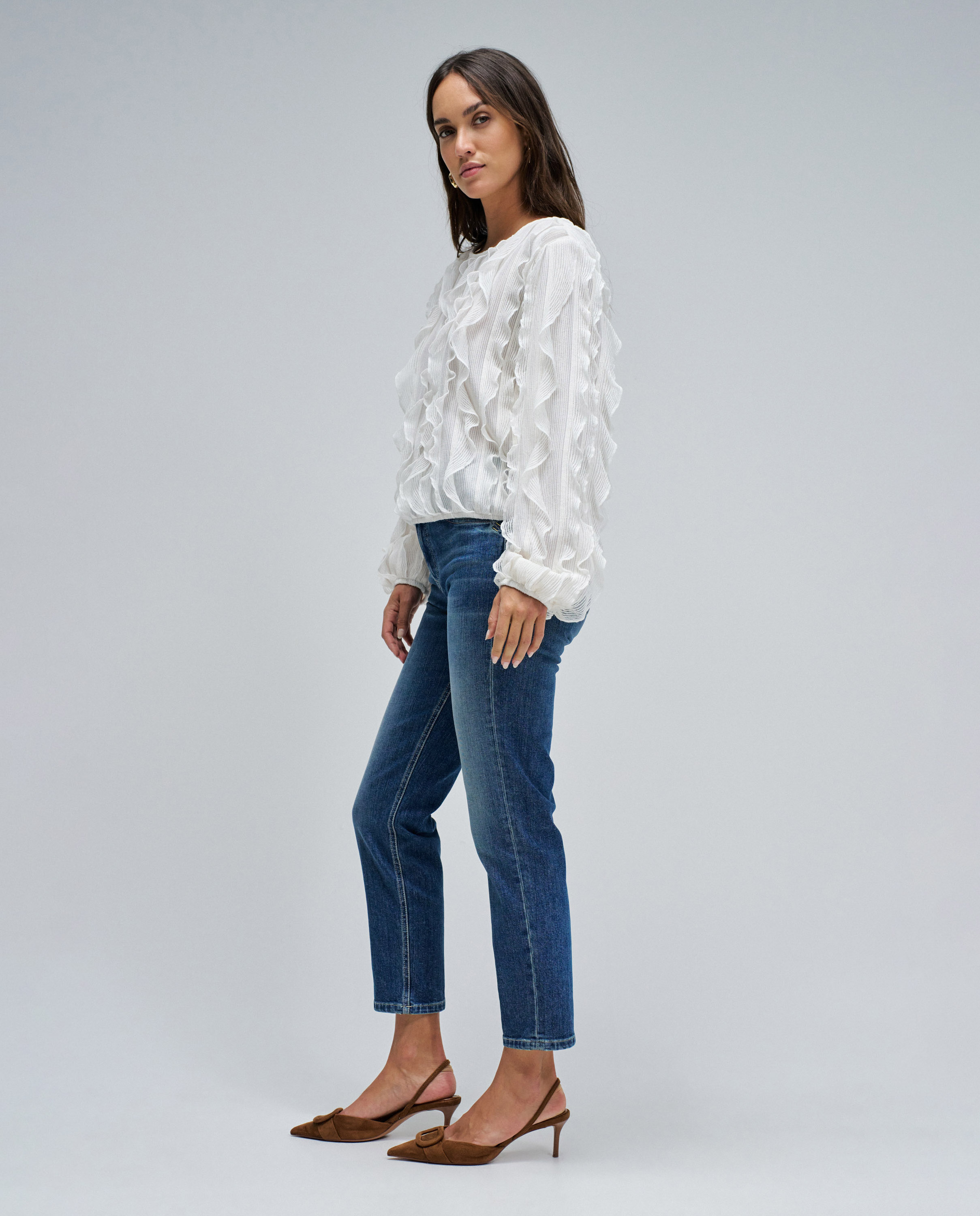 Imagen 2 de Blusa con volantes de mujer - Salsa Jeans - Crudo Crudo