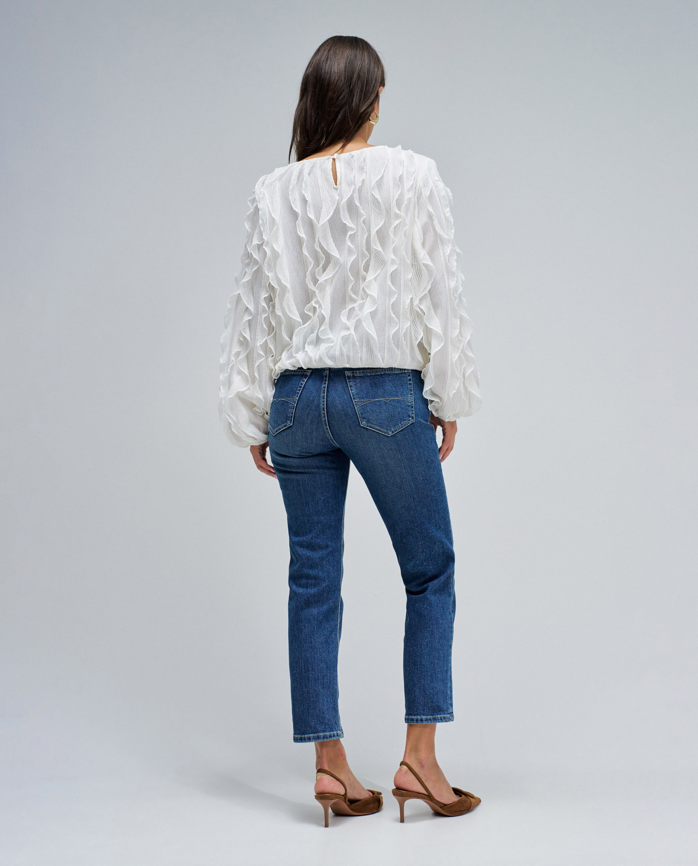 Imagen 3 de Blusa con volantes de mujer - Salsa Jeans - Crudo Crudo