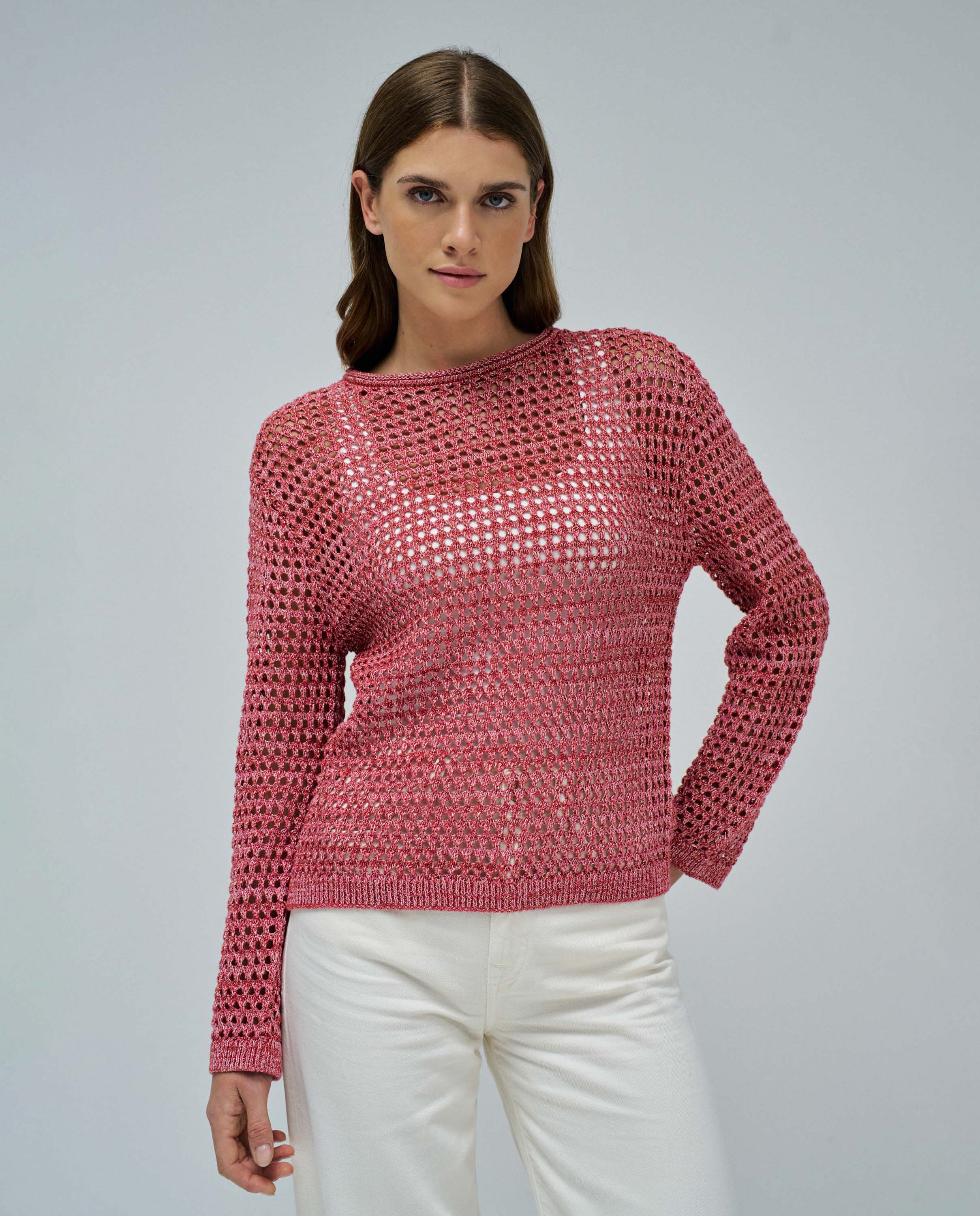 Jersey de mujer de punto con brillo - Salsa Jeans - Rojo Metálico Rojo Metálico-1