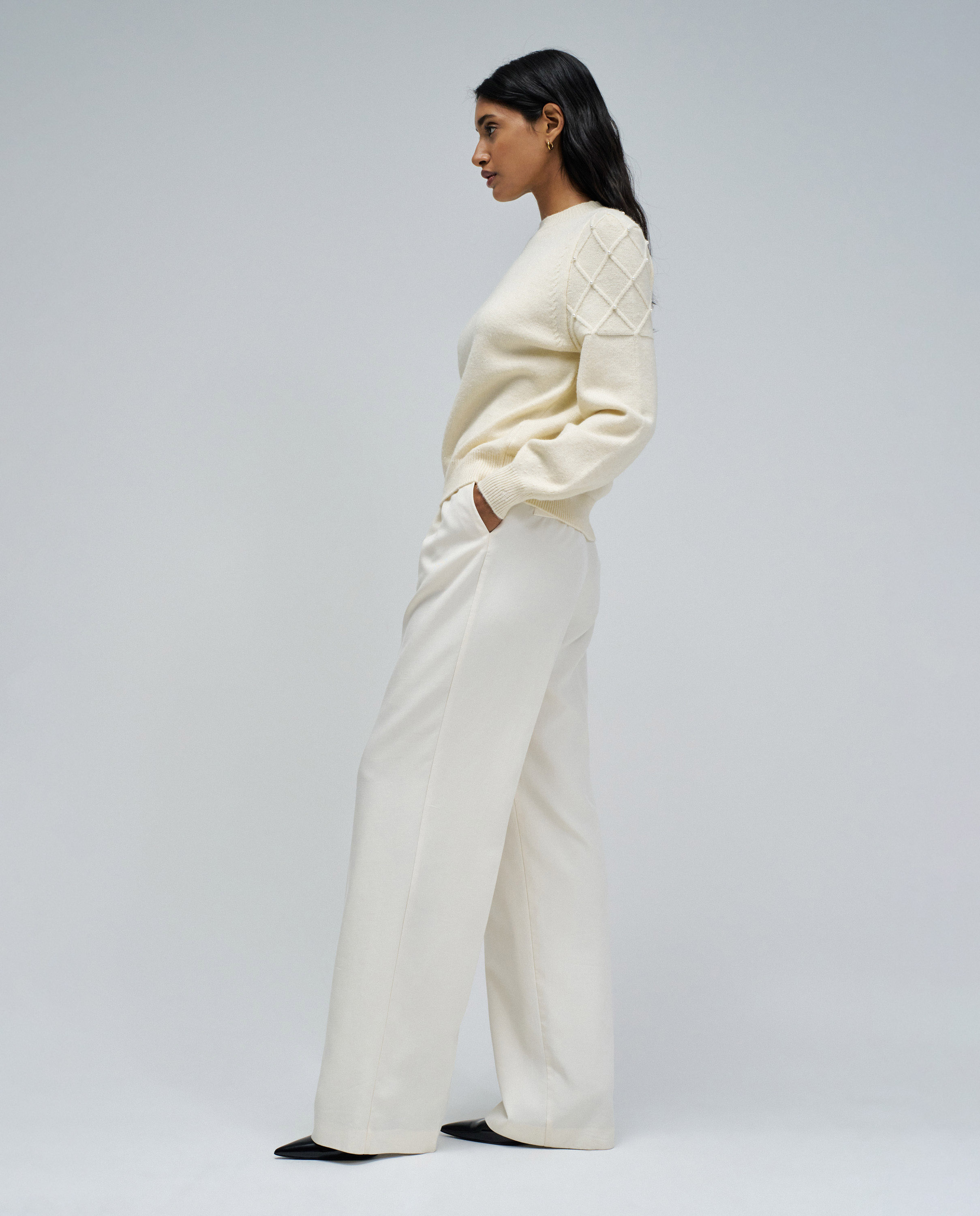 Imagen 2 de Jersey de mujer de punto con perlas - Salsa Jeans - Crema Crema