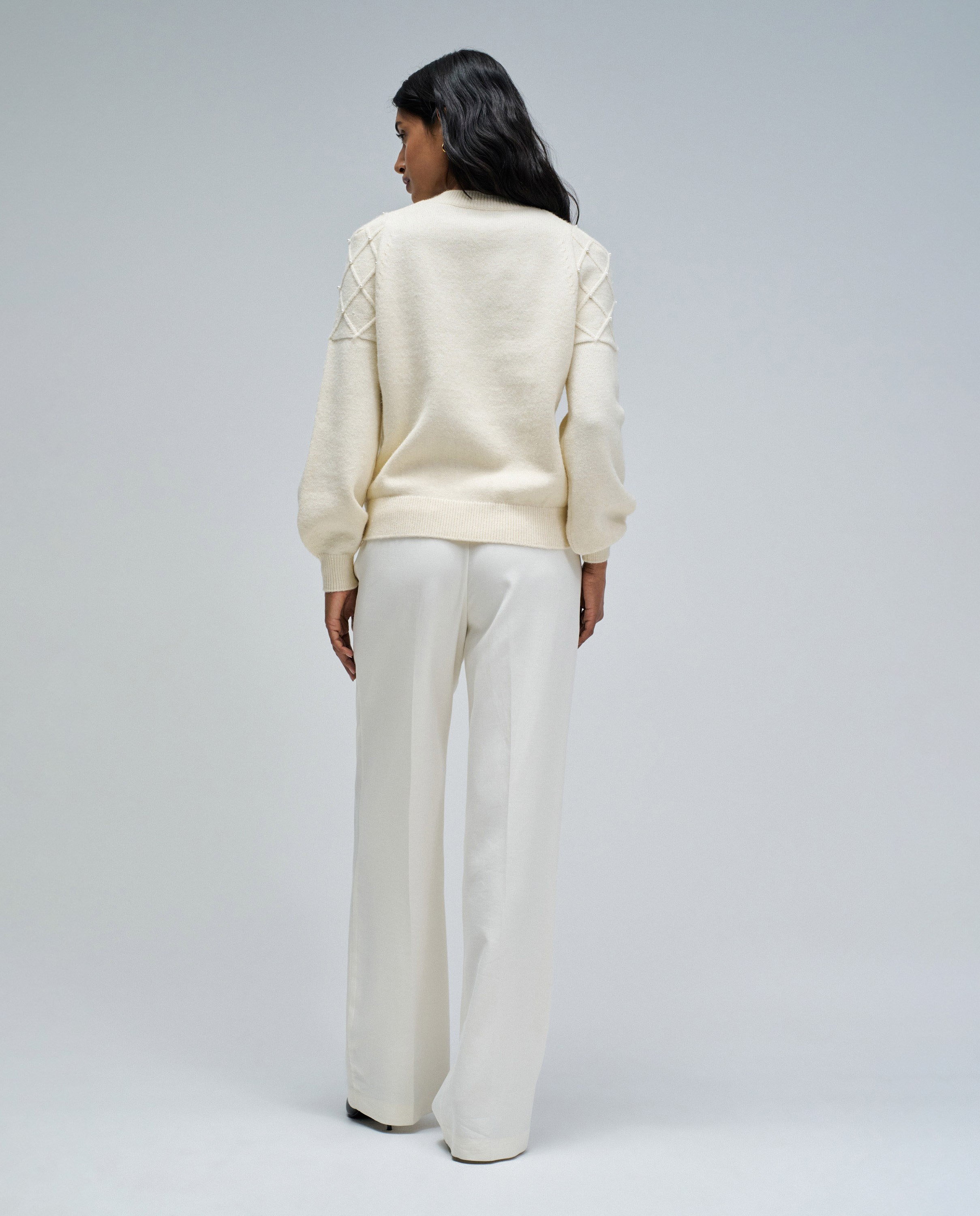 Imagen 3 de Jersey de mujer de punto con perlas - Salsa Jeans - Crema Crema