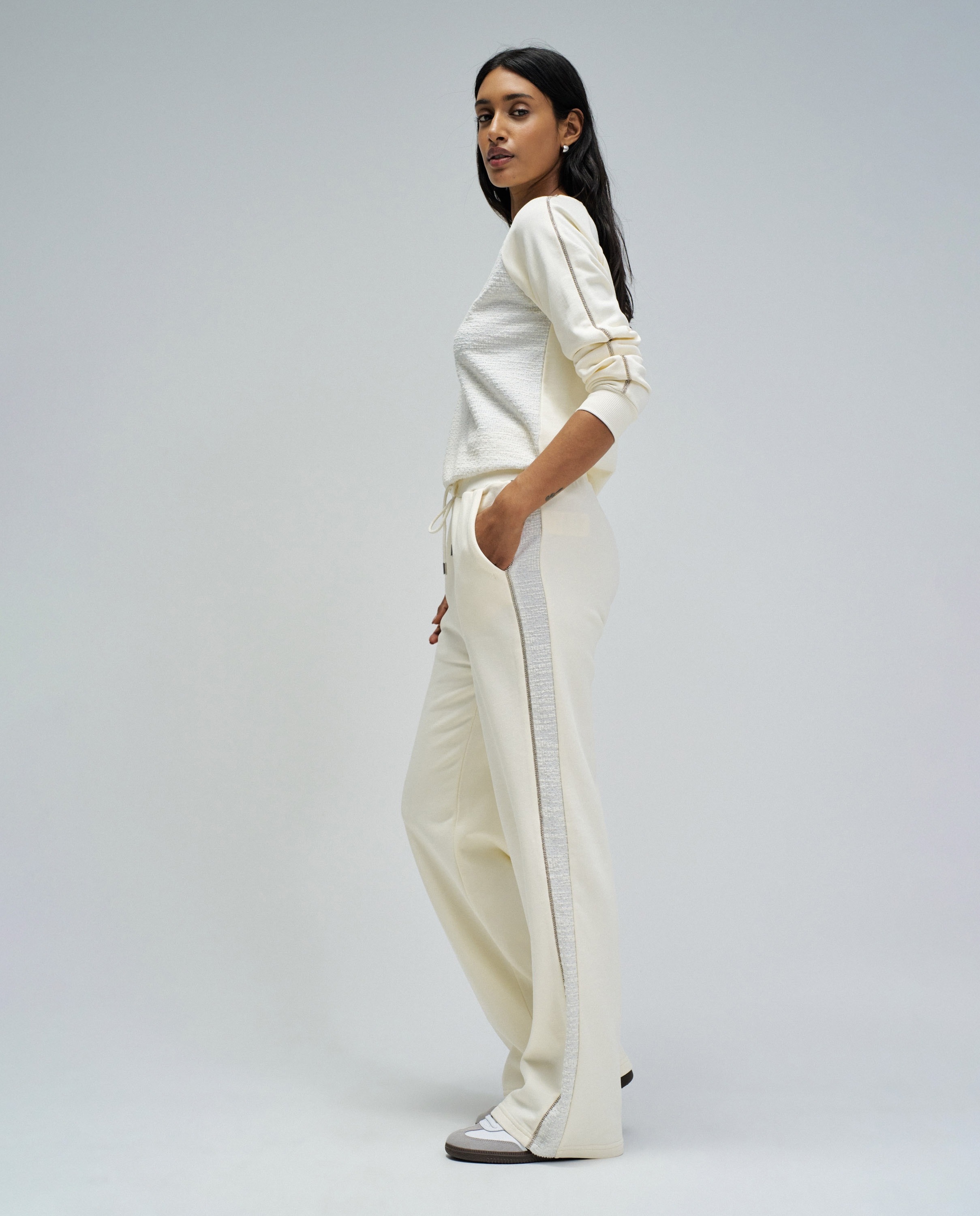 Pantalones de mujer joggers con pierna straight - Salsa Jeans - Crema Crema-2