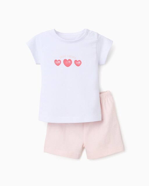 Imagen 0 de Pijama de bebé niña de manga corta en blanco