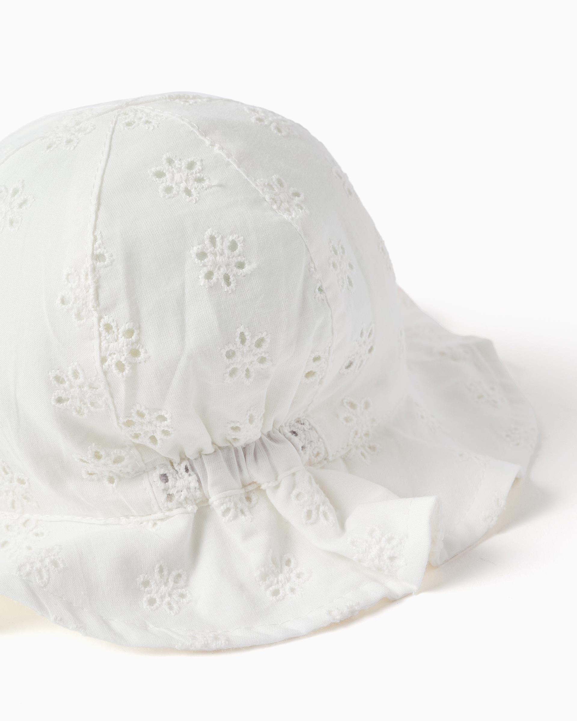 Imagen 3 de Sombrero de bebé niña bordado ingles con cintas - Zippy - Blanco Blanco