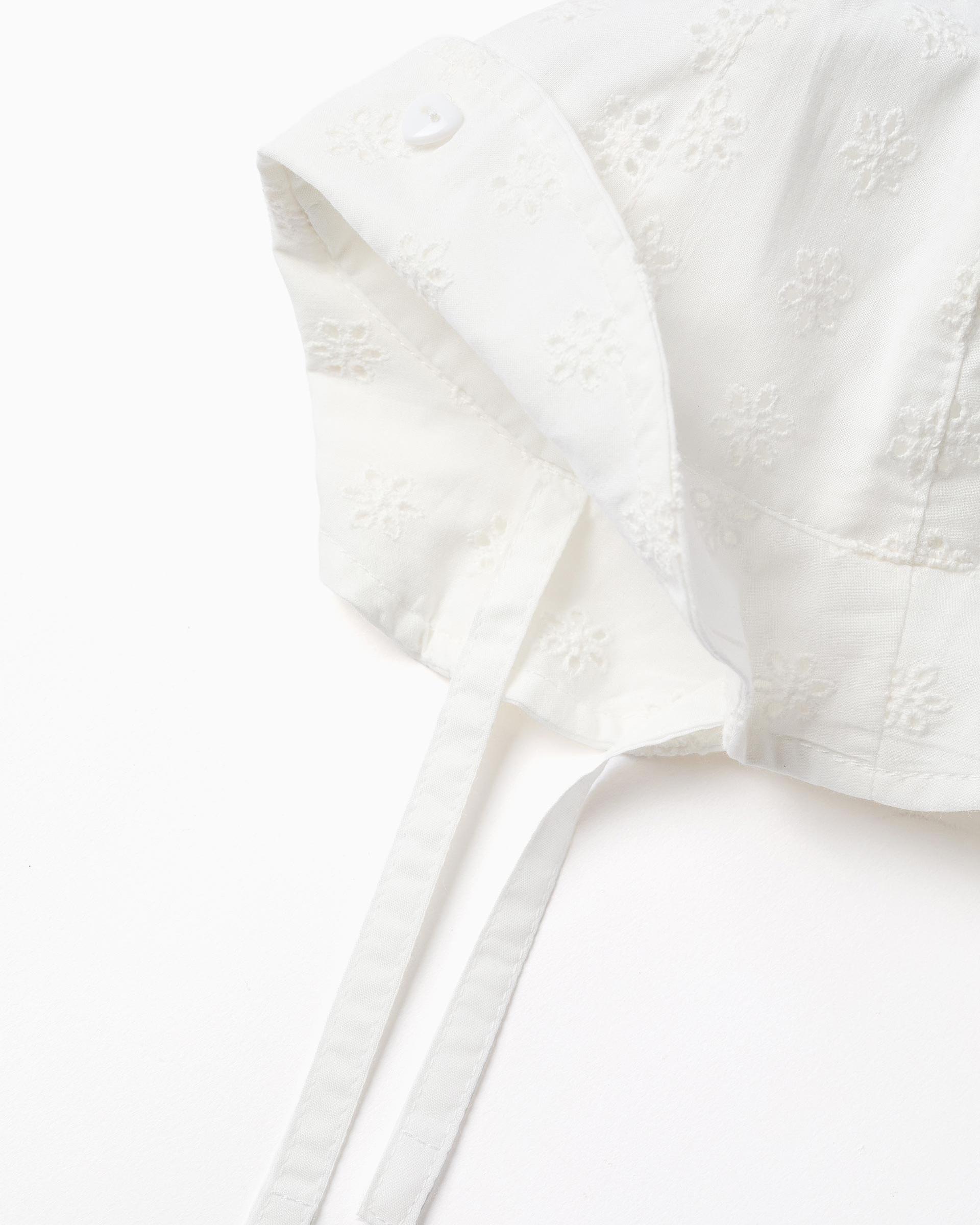 Imagen 2 de Sombrero de bebé niña bordado ingles con cintas - Zippy - Blanco Blanco