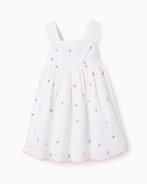 Imagen 0 de Vestido de niña de tirantes con bordado de flores