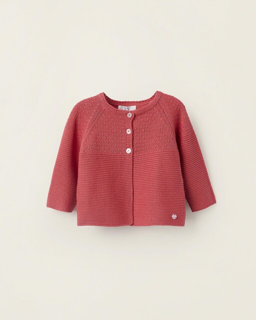 Imagen 0 de Chaqueta de bebé niña con cuello redondo y cierre de botones