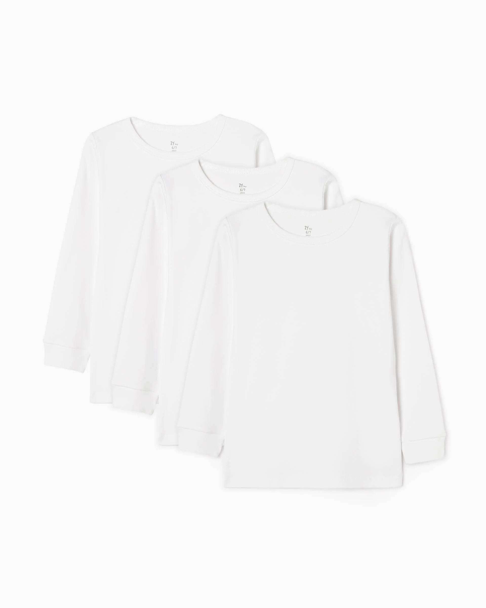 Imagen 1 de Pack de 3 camisetas interiores de niño 100% algodón cuelo redondo - Zippy - Blanco Blanco