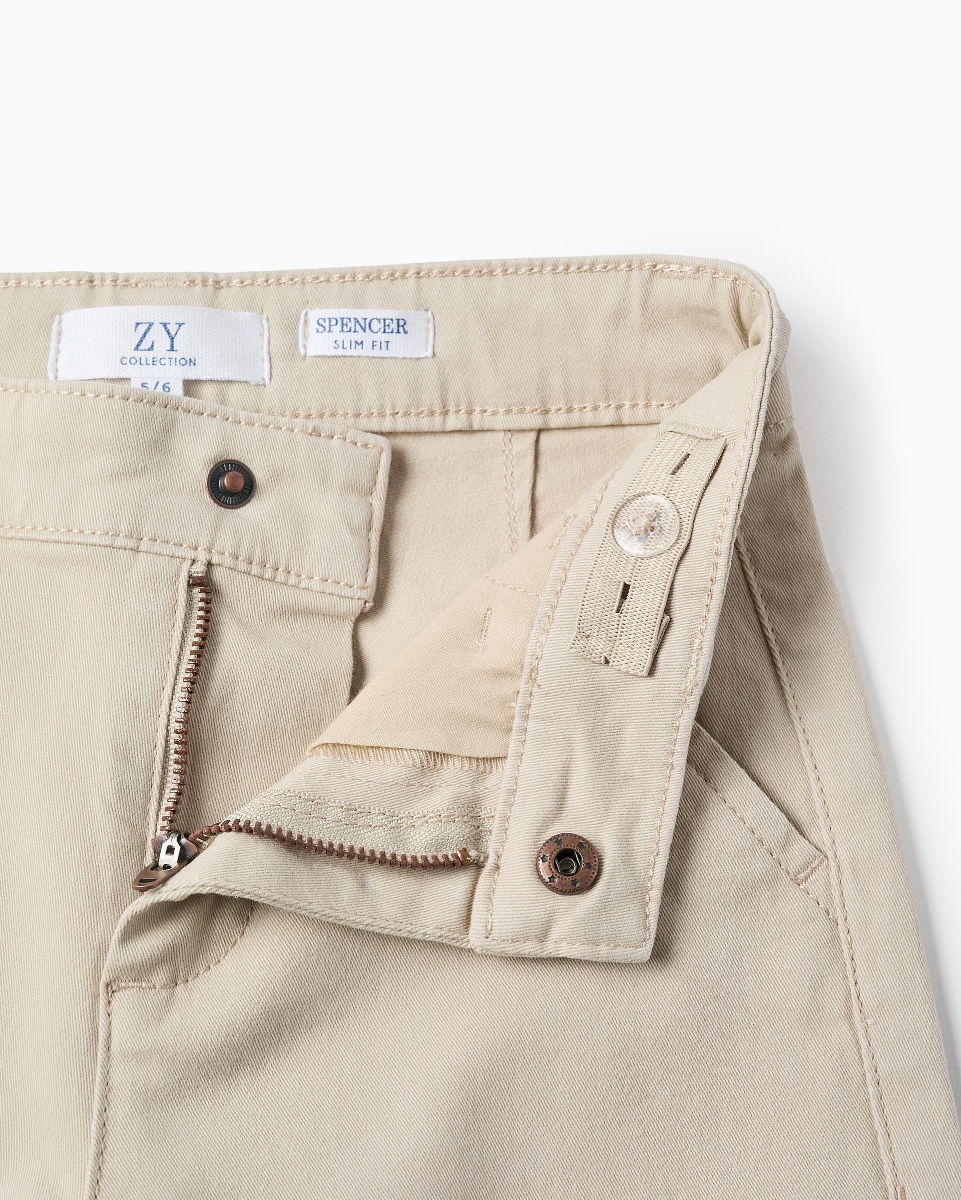 Pantálon chino de niño de sarga slim fit - Zippy - Beige Beige-3